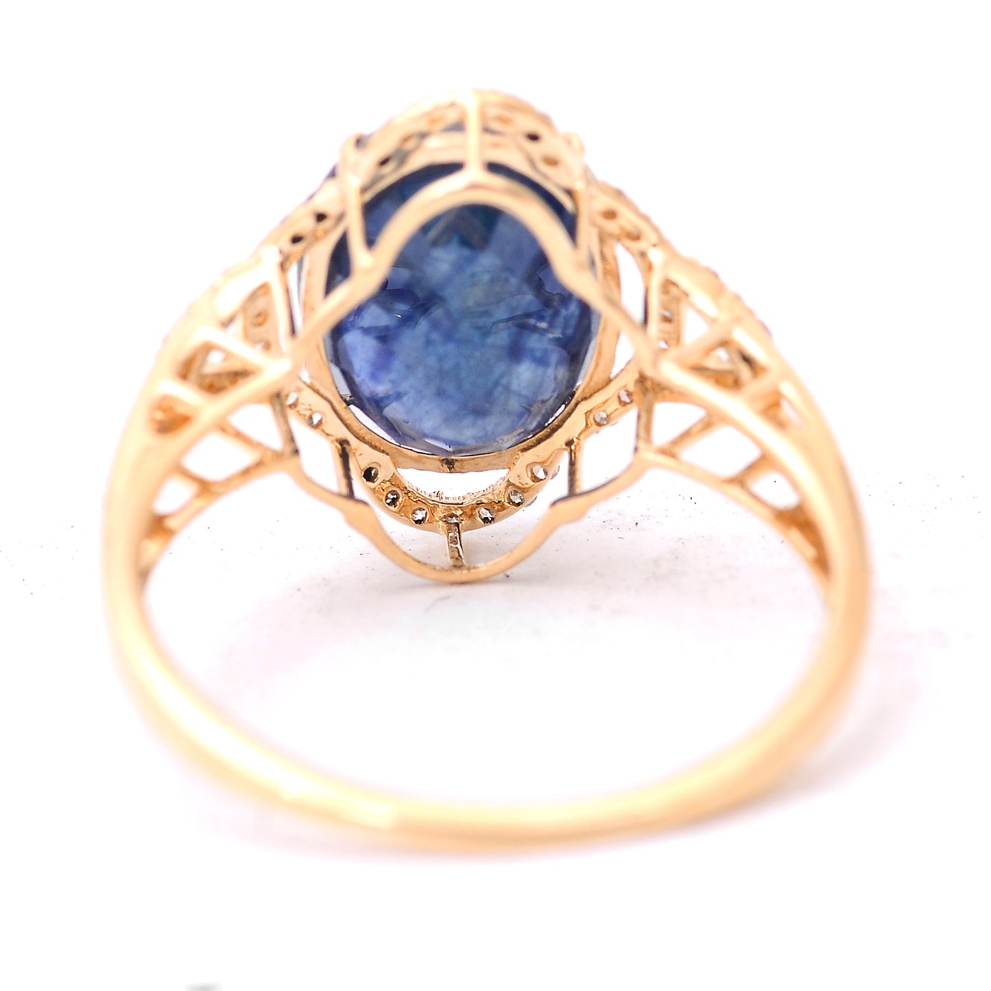 4.81 Ct Oval Mixed Cut Natural Sapphire 14K Gold Ring