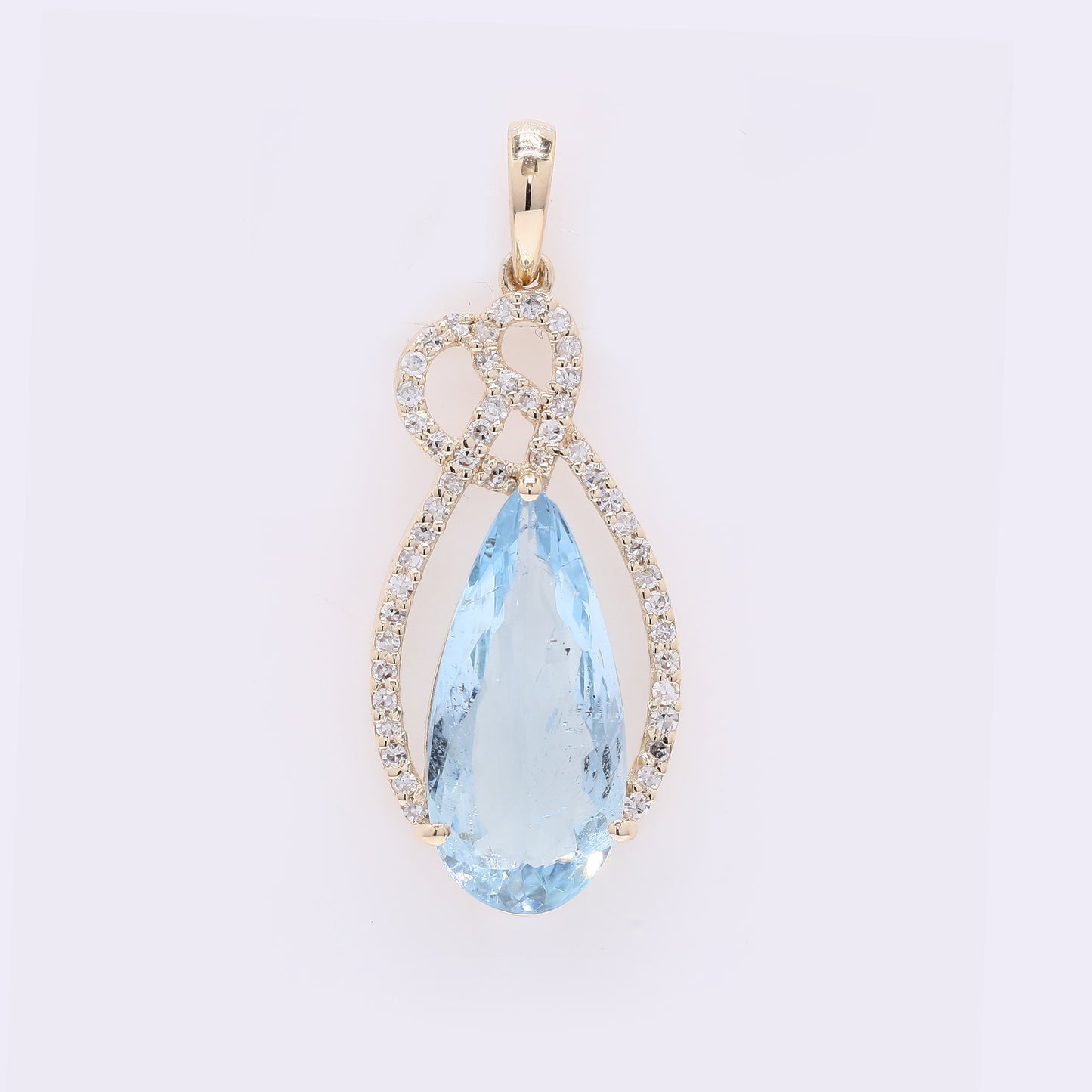 2.44 Ct Pear Mixed Cut Natural Aquamarine 14K Gold Pendant