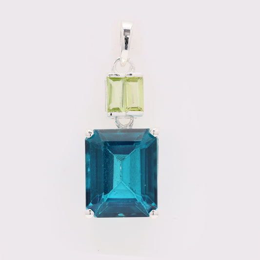 7.95 Ct Octagon Paraiba Topaz 925 Silver Pendant