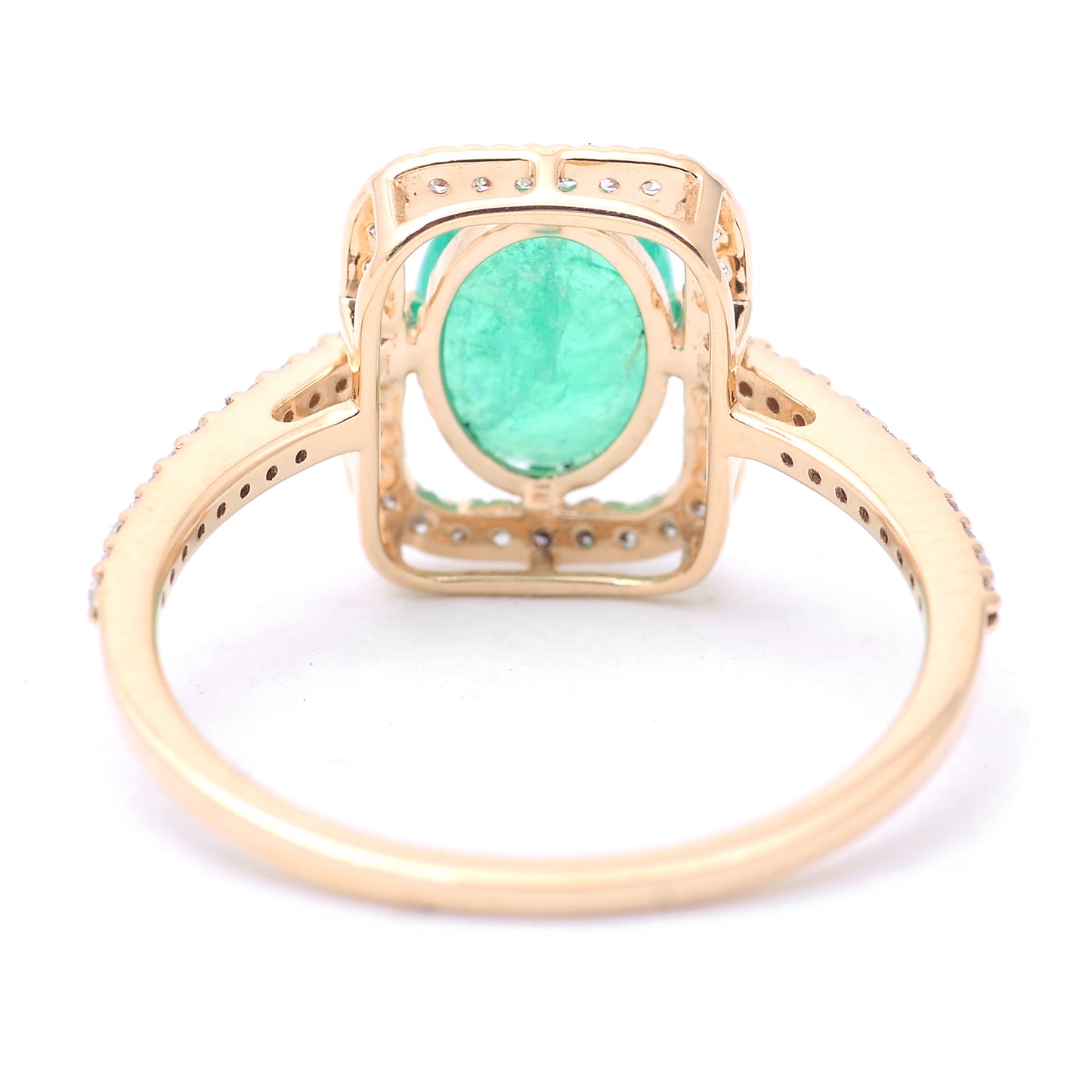 1.19 Ct Oval Mixed Cut Natural Emerald 14K Gold Ring