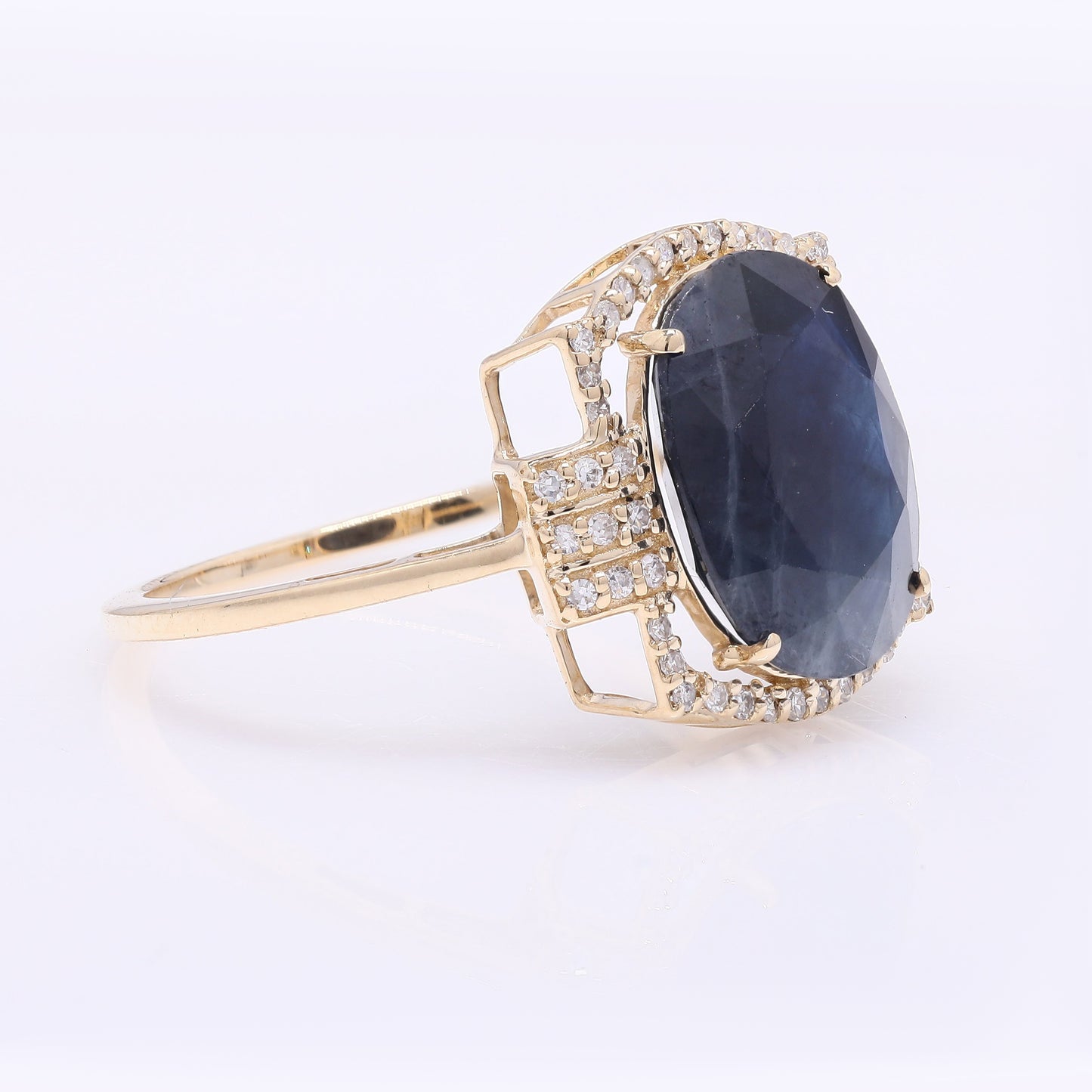 5.04 Ct Oval Mixed Cut Natural Sapphire 14K Gold Ring