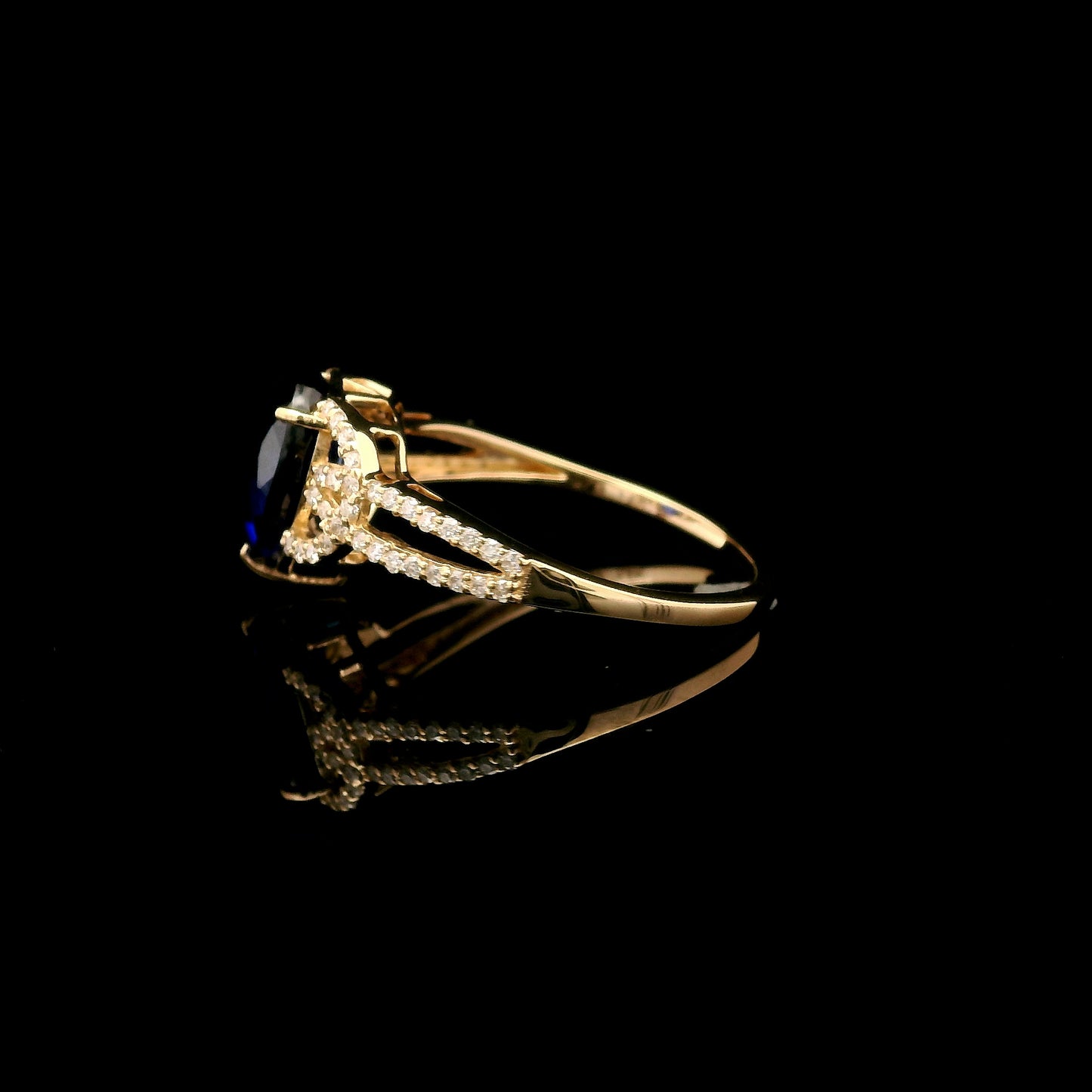 2.40 Ct Pear Mixed Cut Lab Grown Sapphire 14K Gold Ring