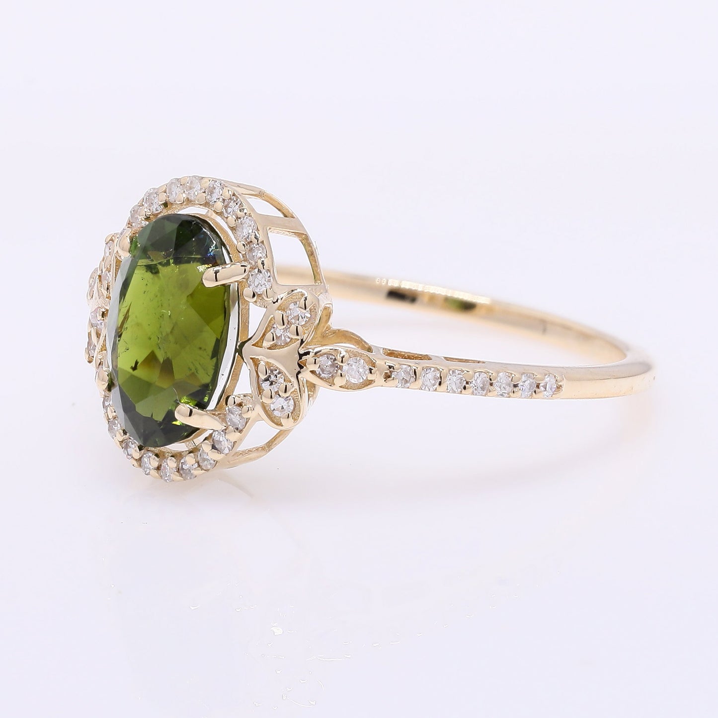 1.69 Ct Oval Mixed Cut Natural Tourmaline 14K Gold Ring