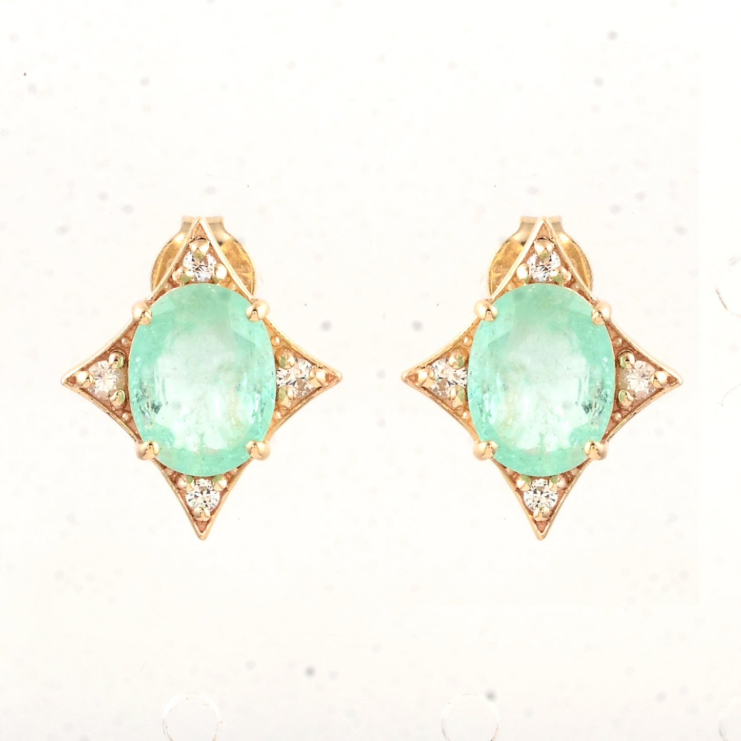 2.86 Ct Oval Emerald 14K Gold Earrings