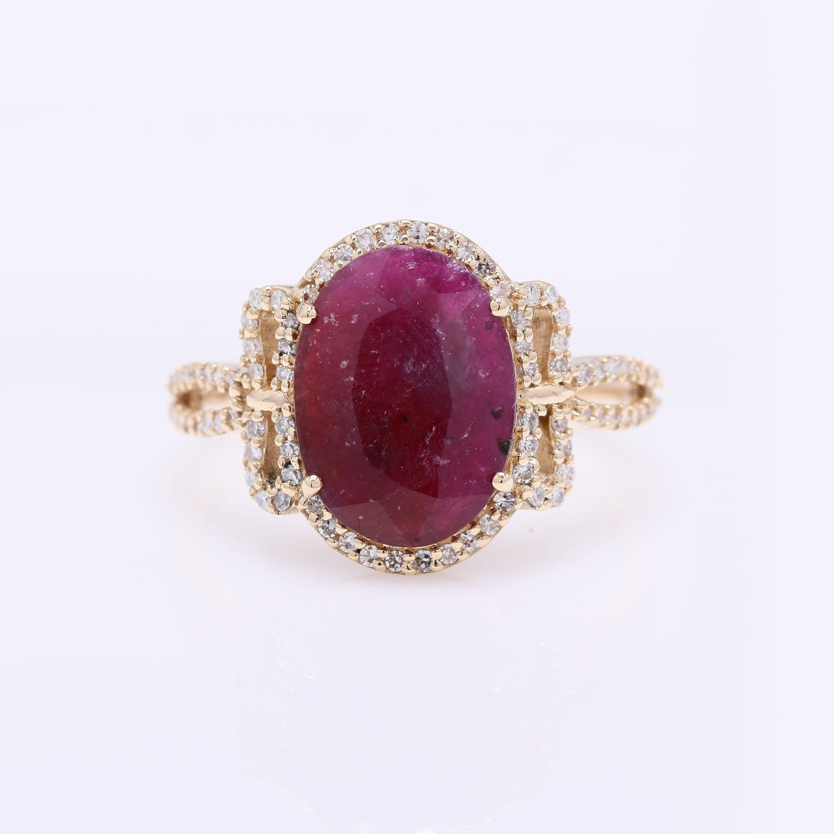 3.14 Ct Oval Ruby 14K Gold Ring