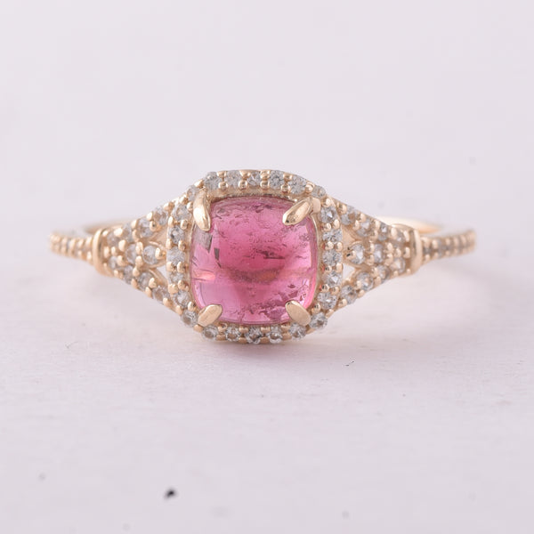 1.47 Ct Cushion Tourmaline 9K Gold Ring