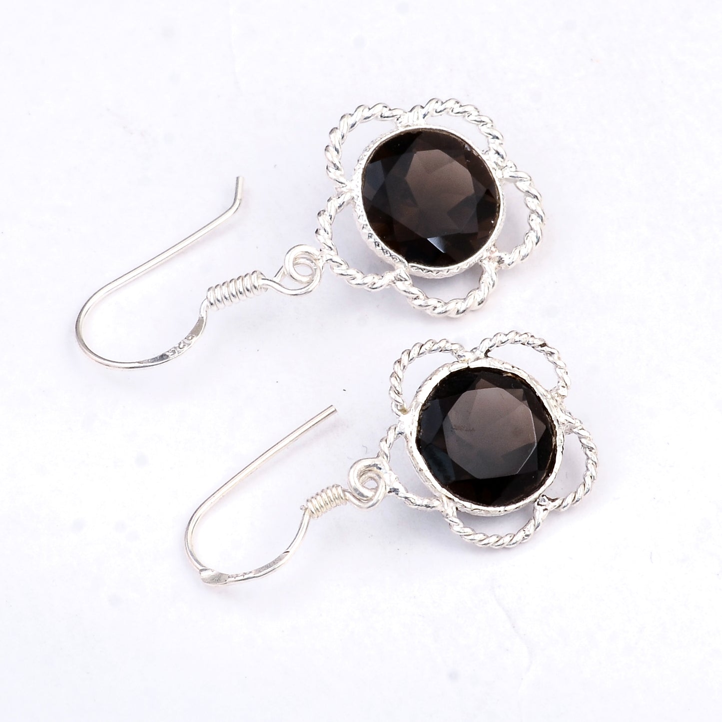 6.63 Ct Smoky Quartz 925 Sterling Silver Earrings