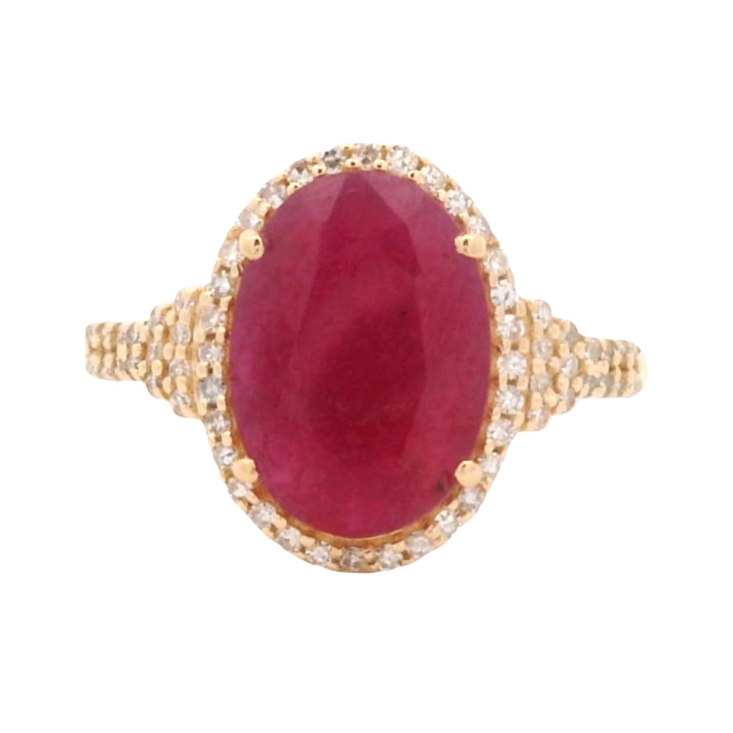 2.34 Ct Oval Mixed Cut Natural Corundum Ruby 14K Gold Ring