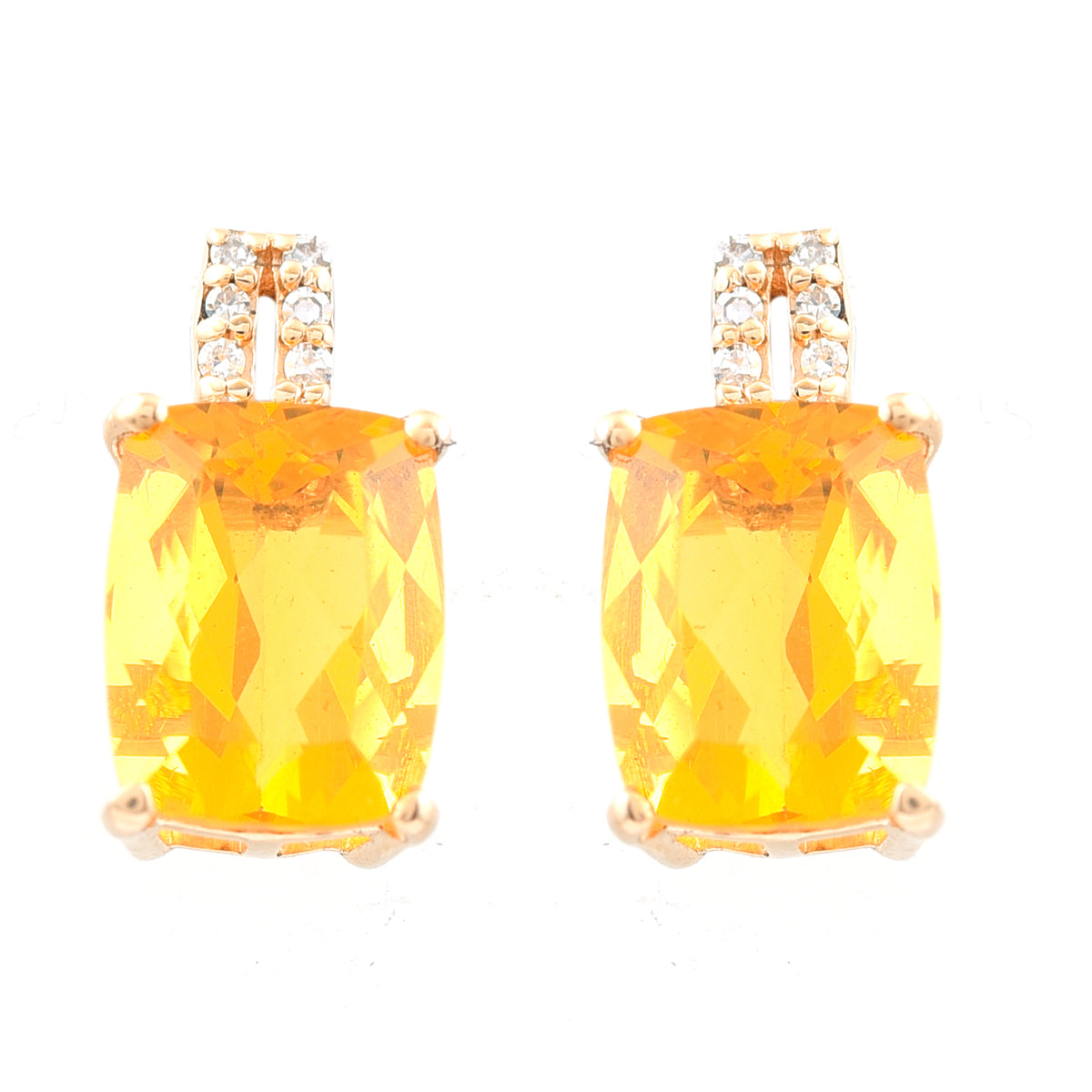 2.11 Ct Cushion Mixed Cut Natural Fire Opal 14K Gold Earrings