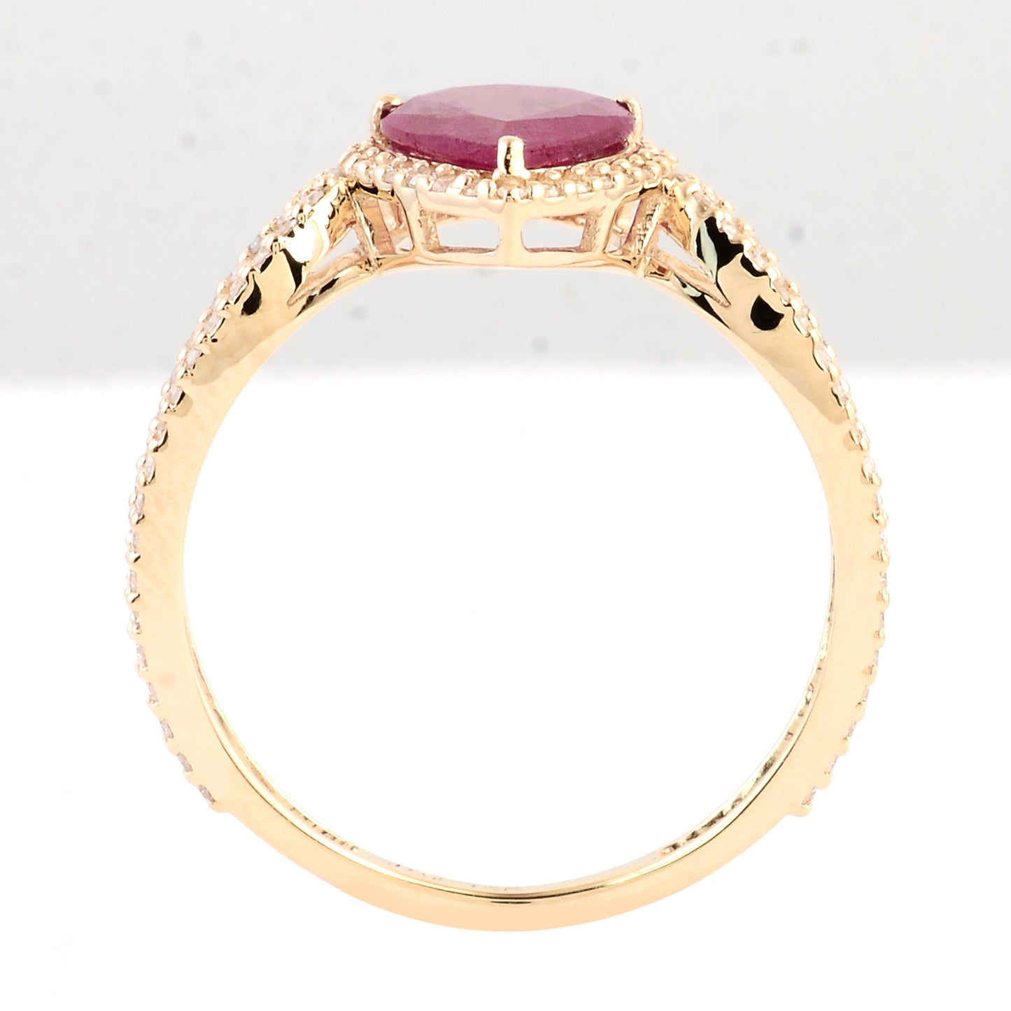 1.60 Ct Pear Mixed Cut Natural Corundum Ruby 14K Gold Ring
