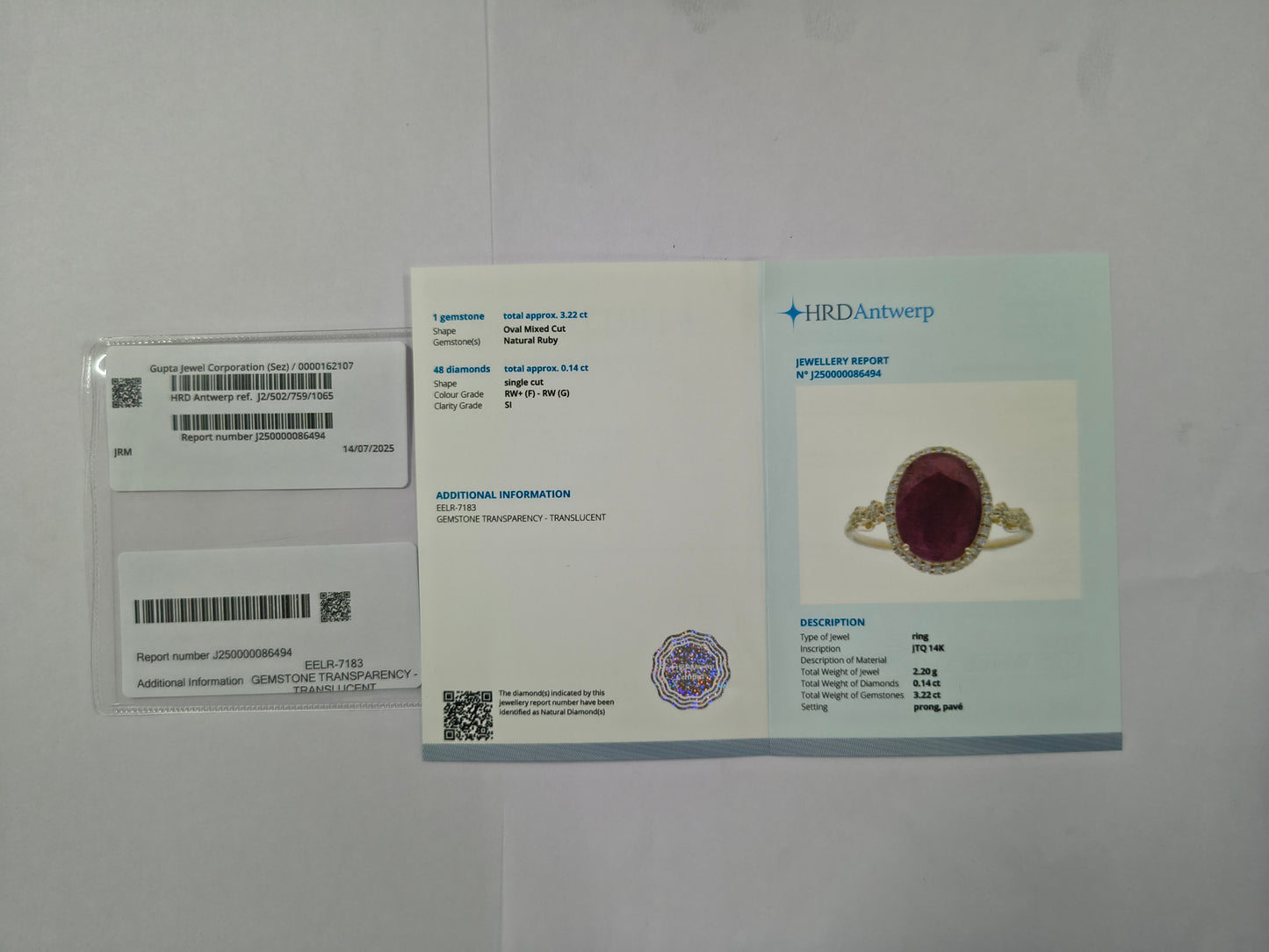 3.36 Ct Oval Mixed Cut Natural Ruby 14K Gold Ring