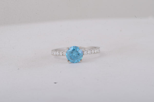 1.66 Carats Blue Lab Grown Diamond 14K Gold Ring