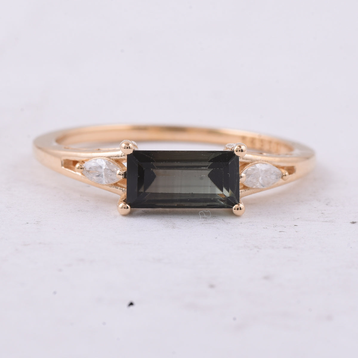 1.13 Ct Rectangle Step Cut Natural Tourmaline 14K Gold Ring