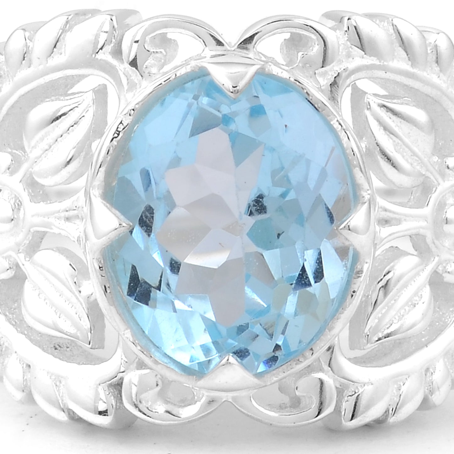3.01 Ct Oval Blue Topaz 925 Sterling Silver Ring