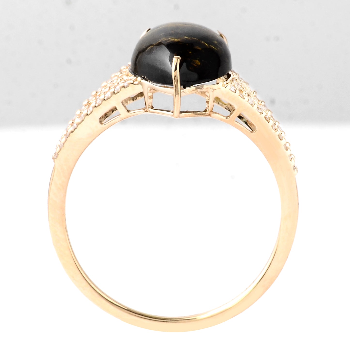 3.30 Ct Pear Cabochon Natural Tourmaline 14K Gold Ring