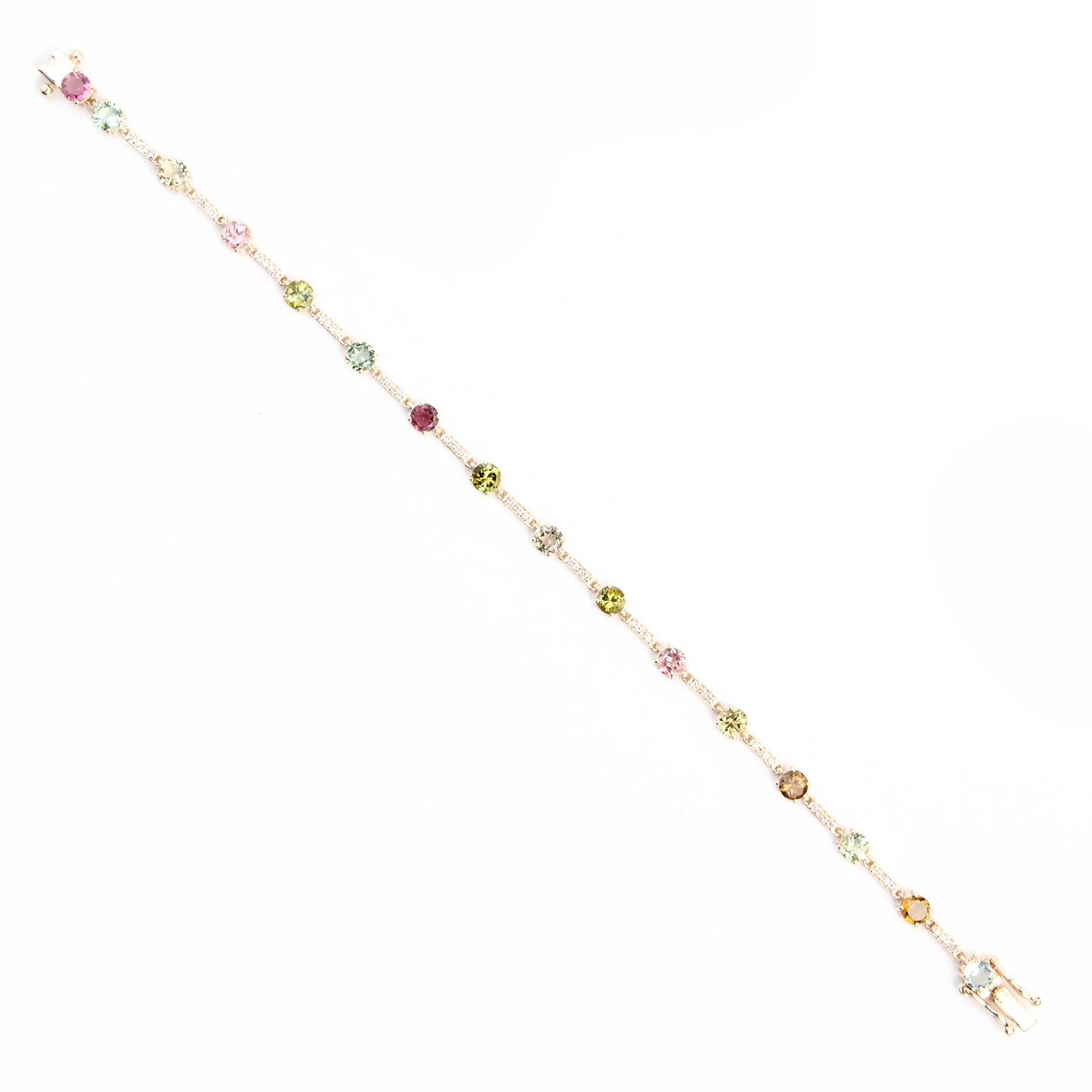 4.21 Ct Round Tourmaline 14K Gold Bracelet