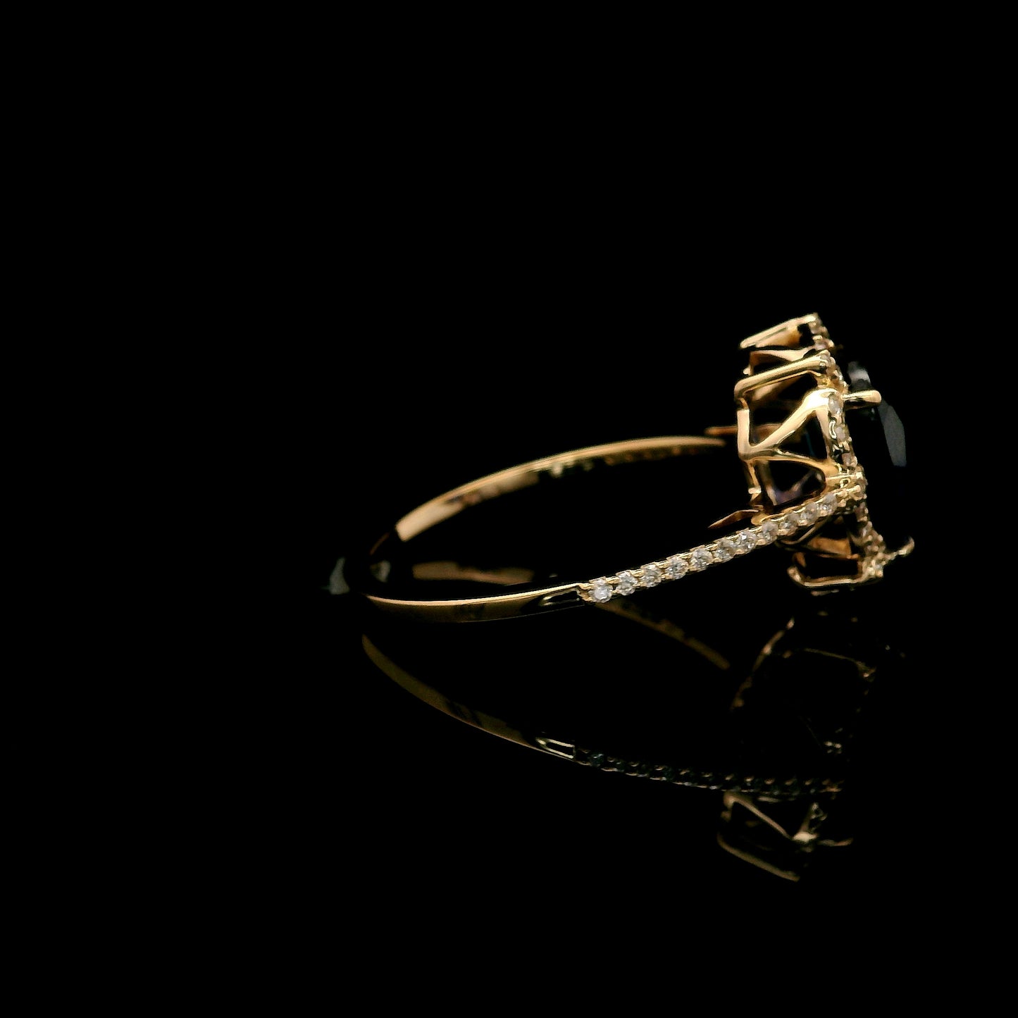 2.29 Ct Pear Mixed Cut Lab Grown Sapphire 14K Gold Ring