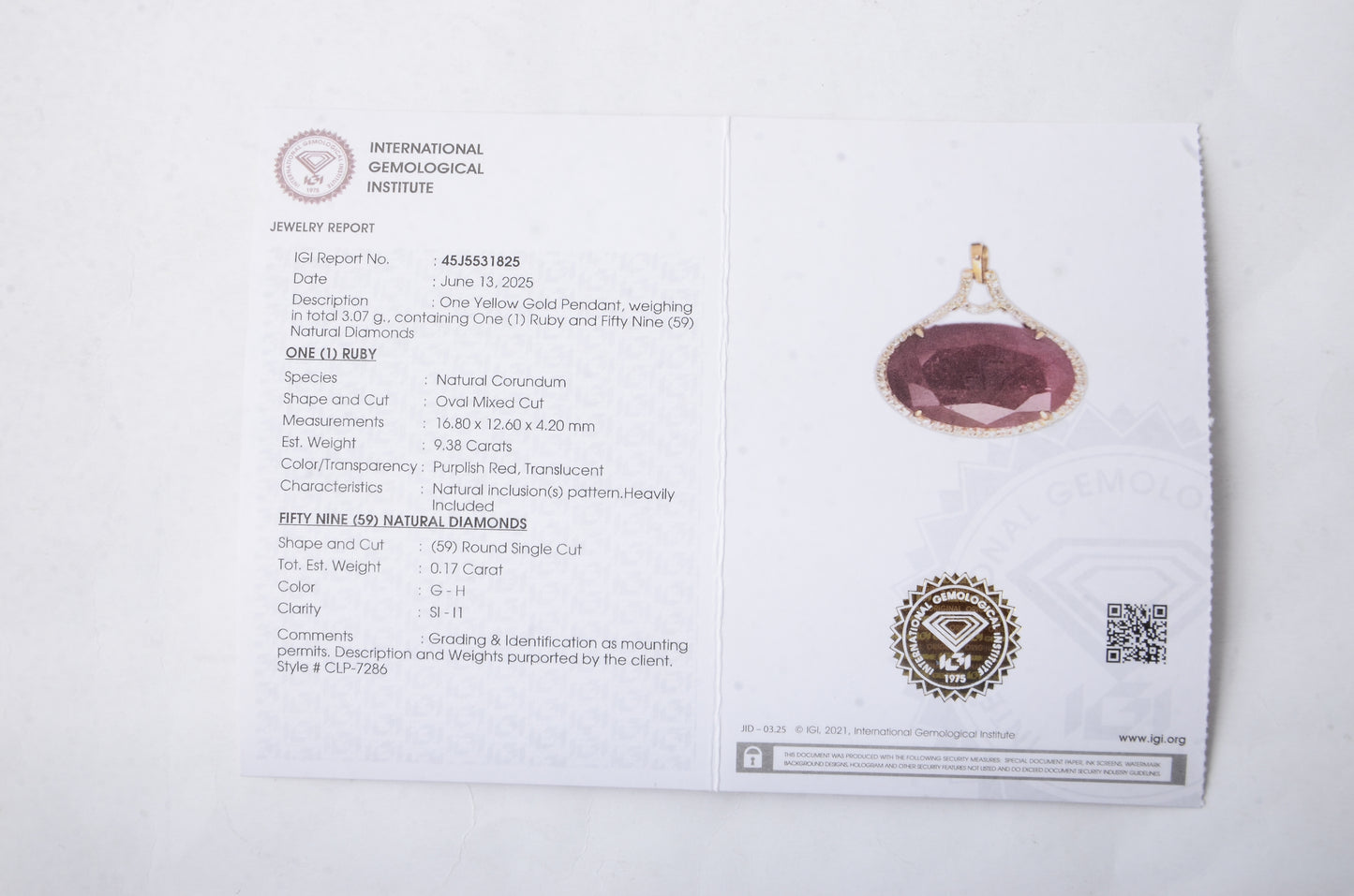 9.55 Ct Oval Mixed Cut Natural Corundum Ruby 14K Gold Pendant
