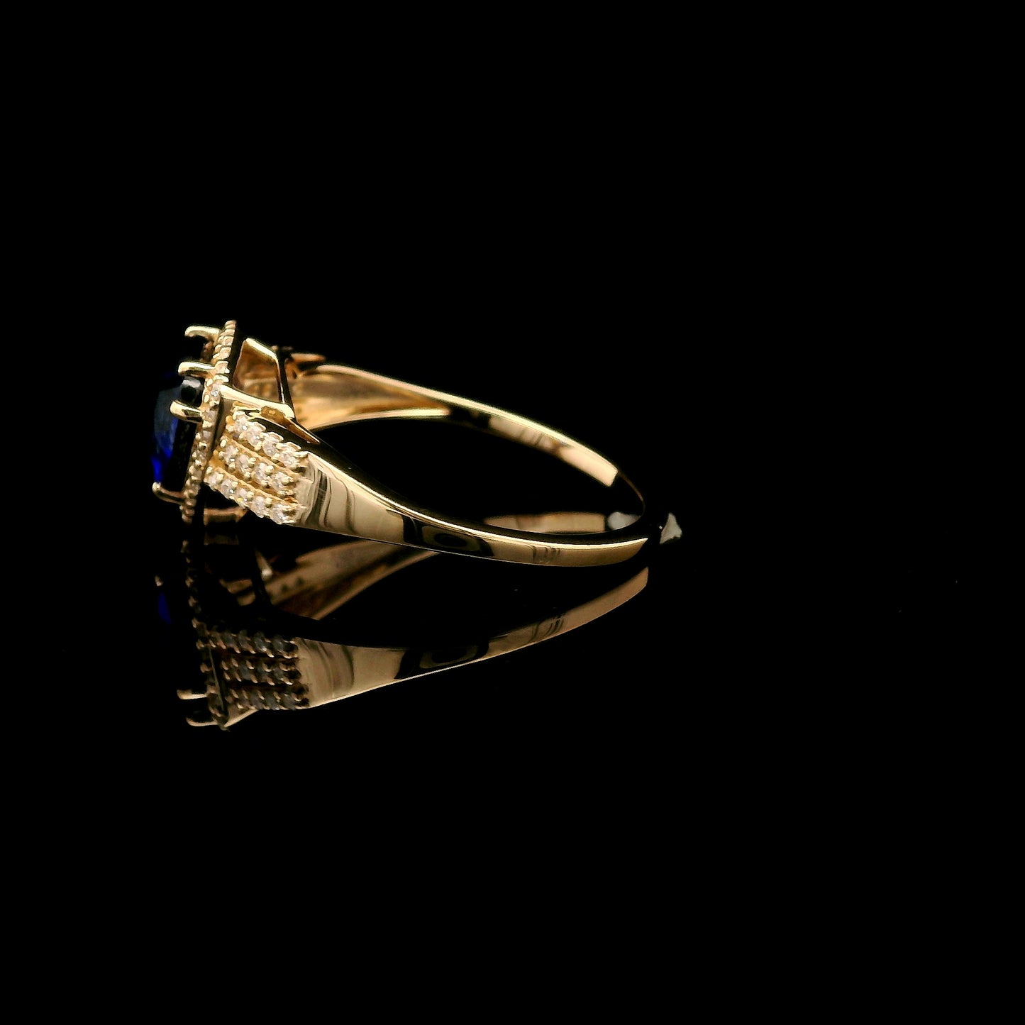 2.19 Ct Triangular Mixed Cut Lab Grown Sapphire 14K Gold Ring