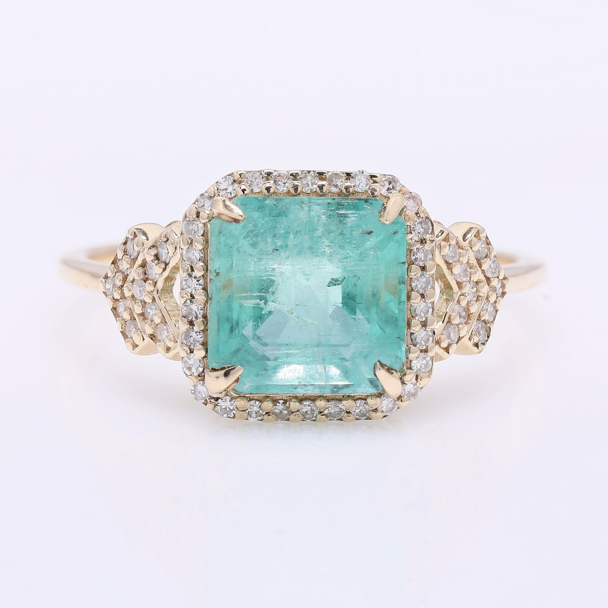 2.48 Ct Octagon Step Cut Natural Emerald 14K Gold Ring
