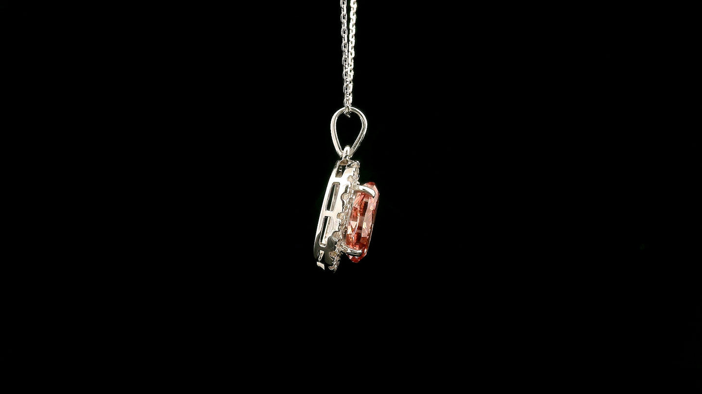 2.45 Carats Pink Lab Grown Diamond 14K Gold Pendant