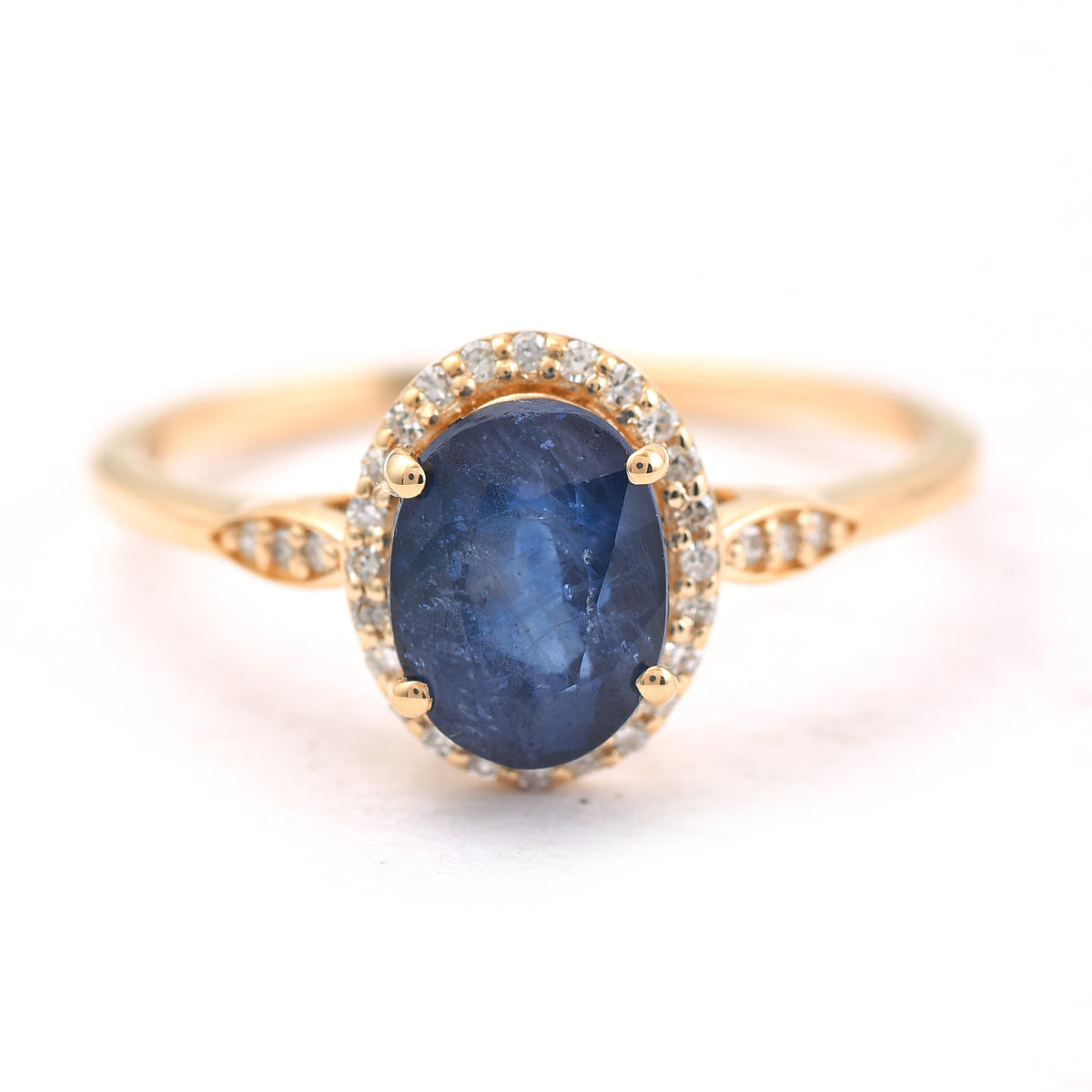 2.03 Ct Oval Mixed Cut Natural Sapphire 14K Gold Ring