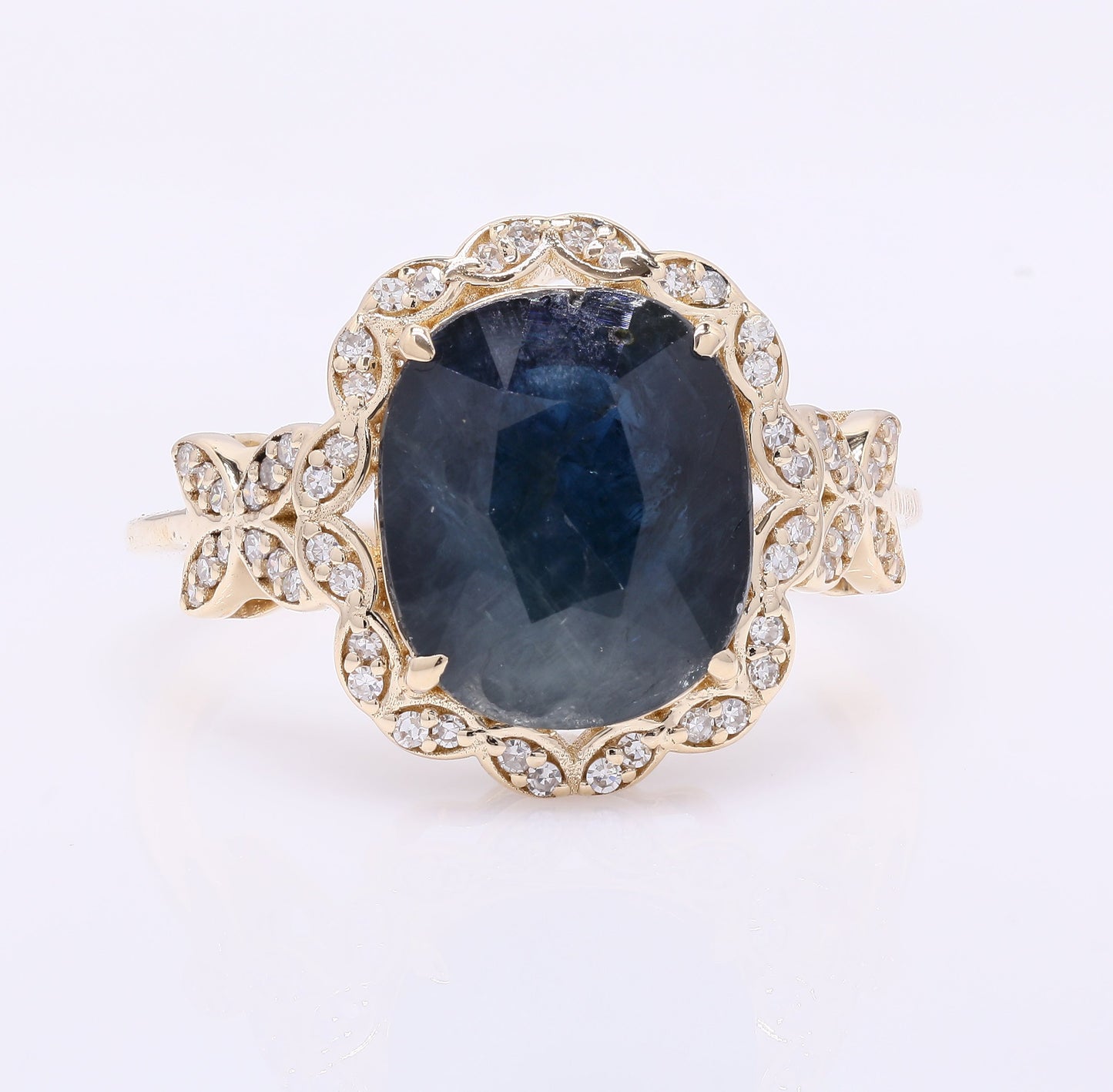 4.81 Ct Oval Mixed Cut Natural Sapphire 14K Gold Ring