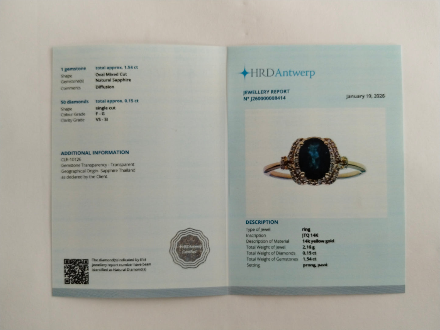 1.69 Ct Oval Mixed Cut Natural Sapphire 14K Gold Ring