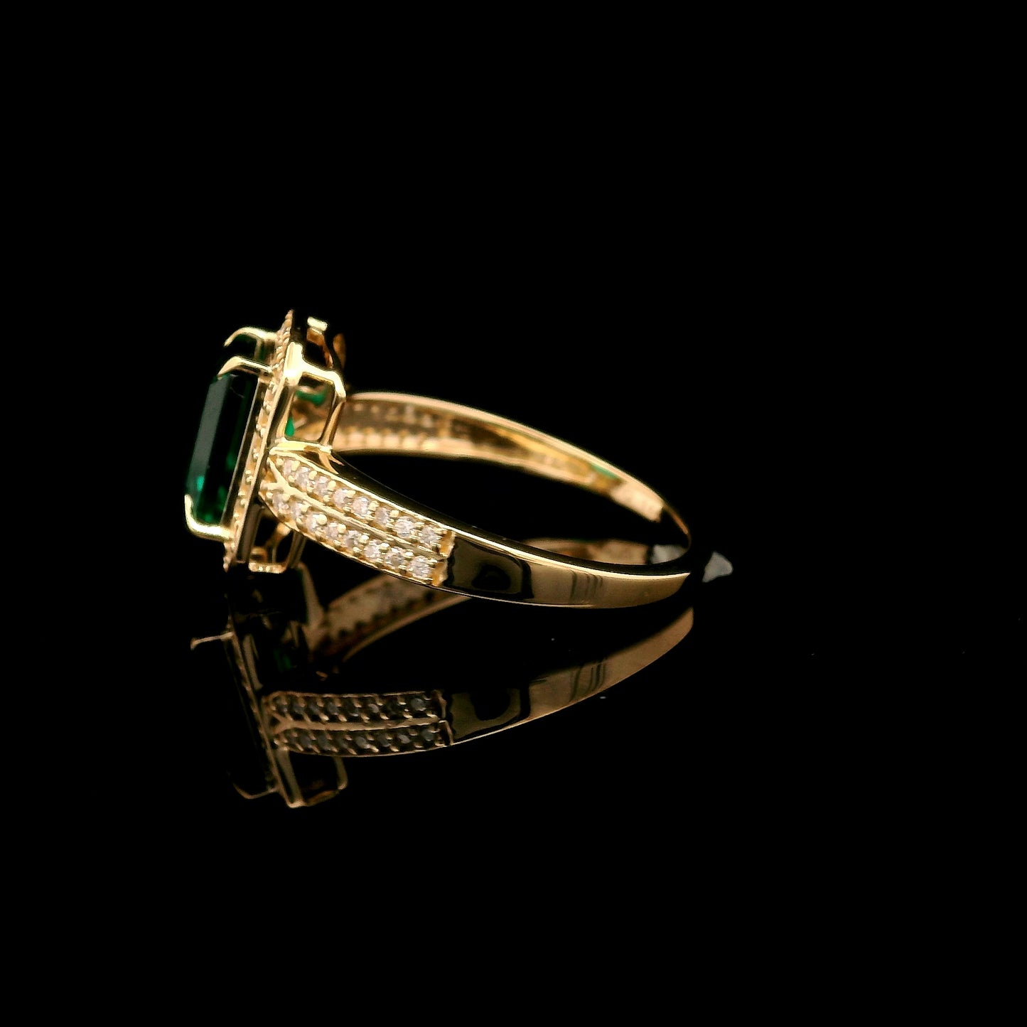 1.74 Ct Emerald Cut Lab Grown Emerald 14K Gold Ring