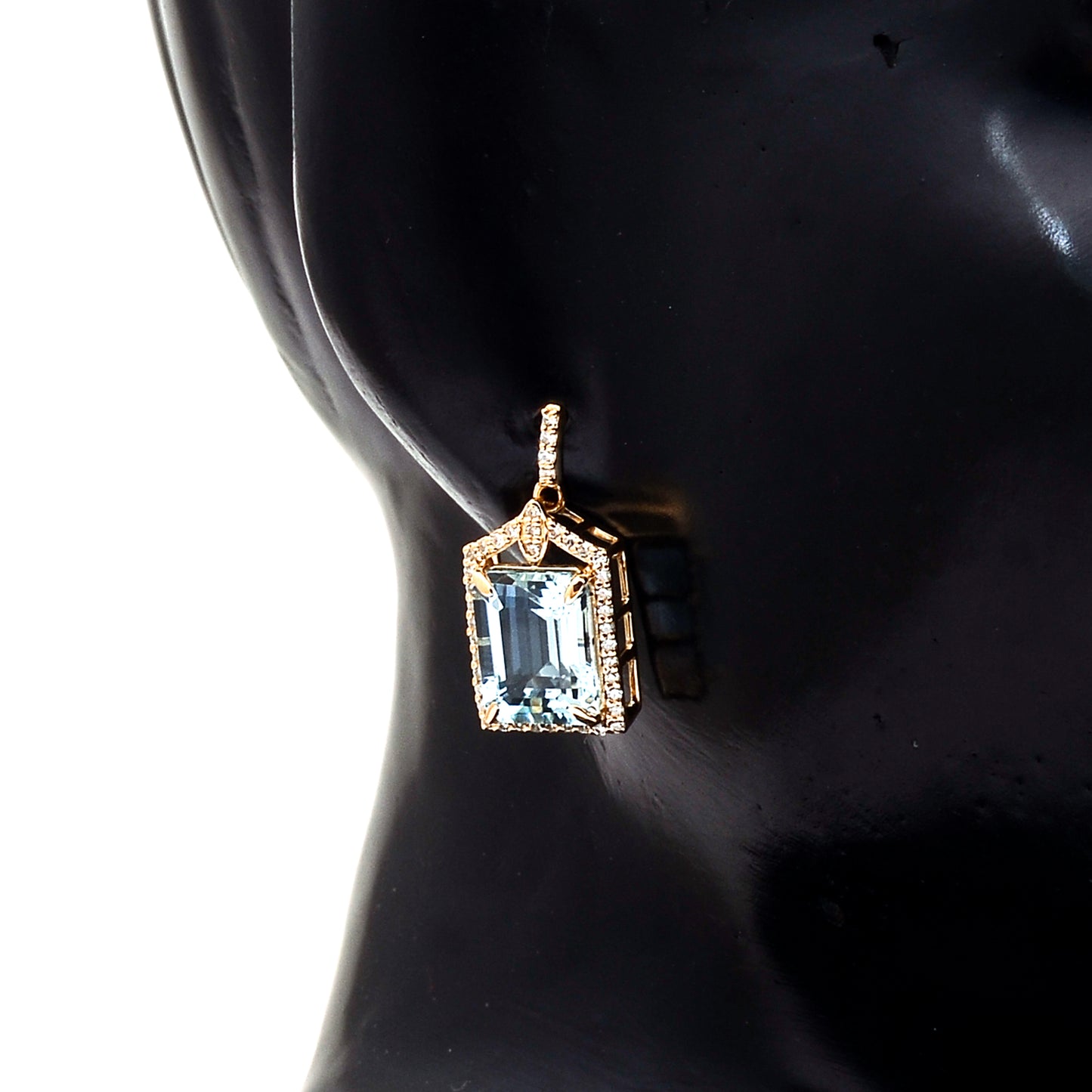 4.81 Ct Octagon Step Cut Natural Aquamarine 14K Gold Earrings