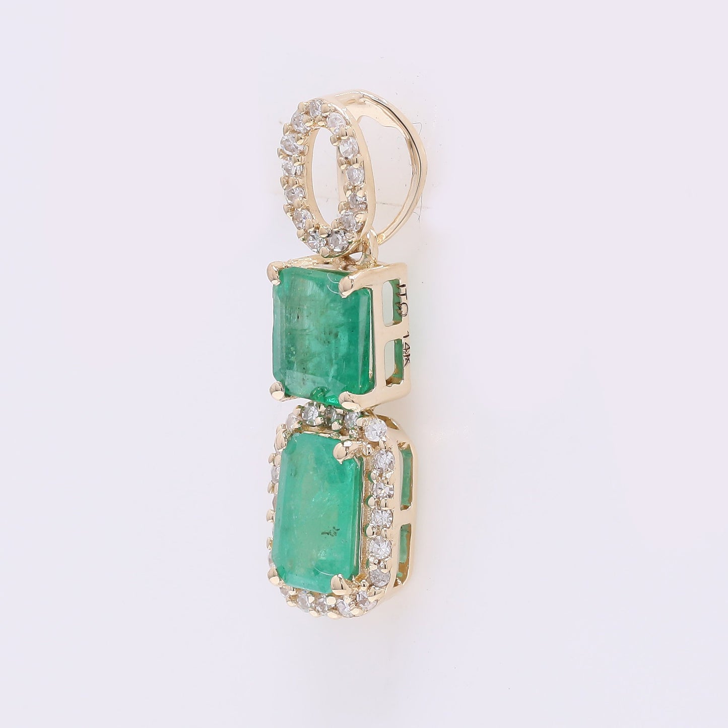 1.08 Ct Octagon Step Cut Natural Emerald 14K Gold Pendant
