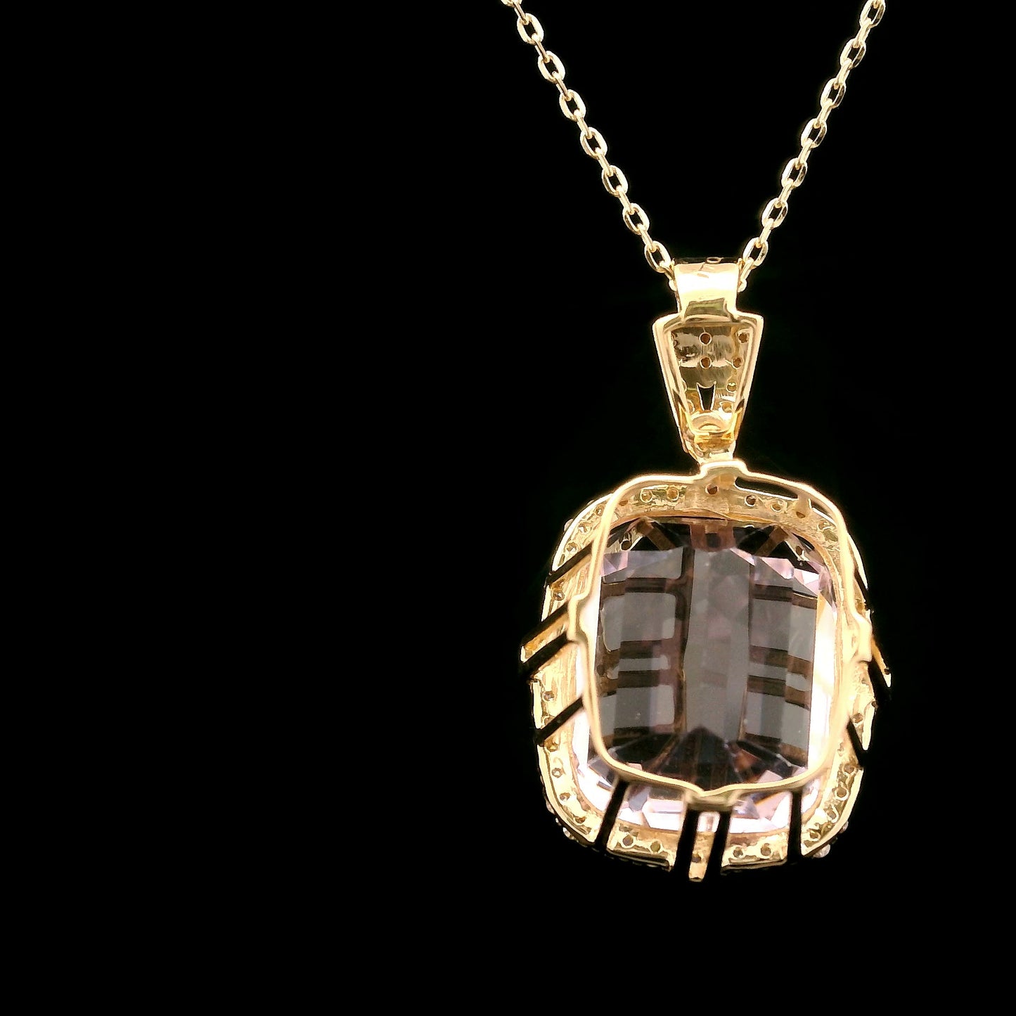 12.68 Ct Cushion Kunzite 14K Gold Pendant