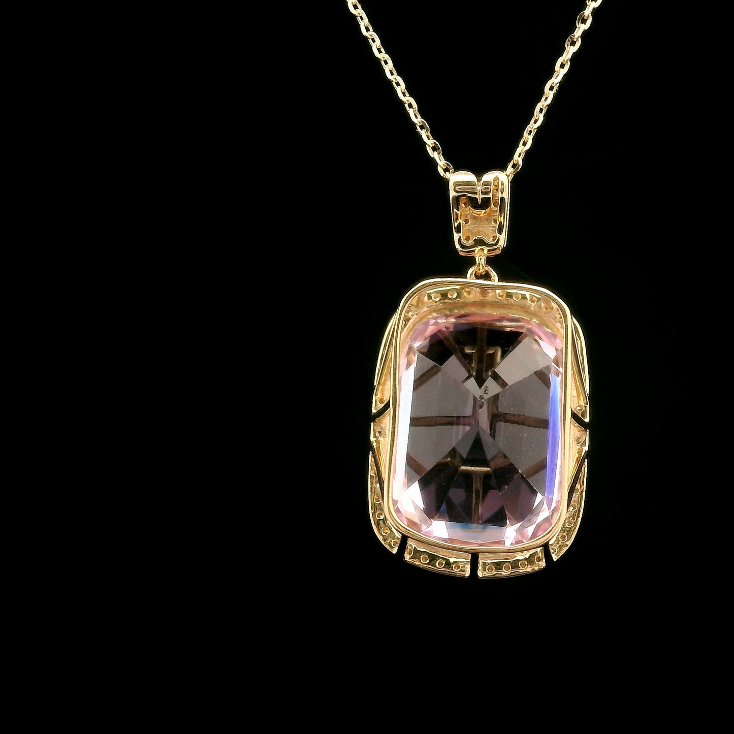 14.34 Ct Cushion Kunzite 14K Gold Pendant