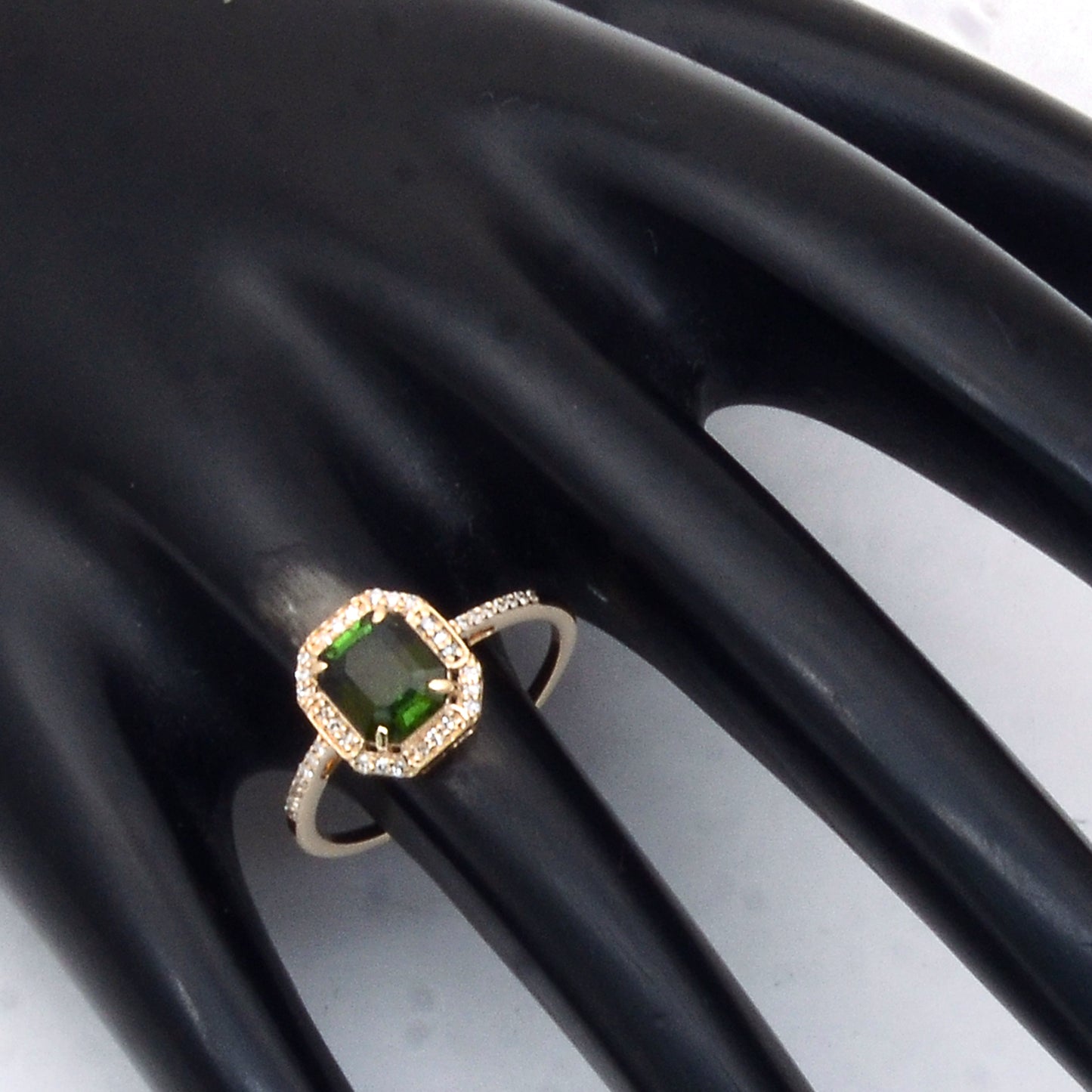 1.19 Ct Octagon Step Cut Natural Tourmaline 14K Gold Ring