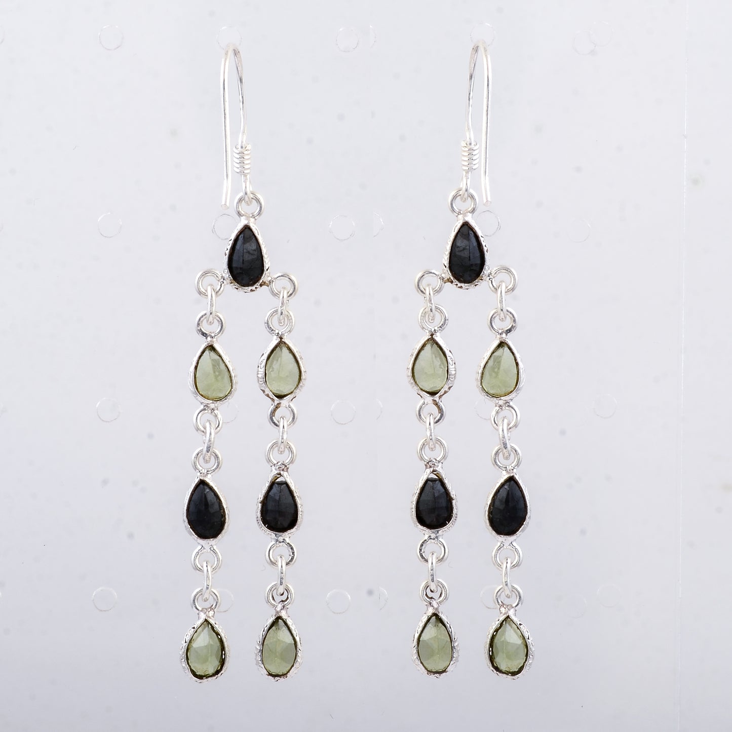 10.83 Ct Sapphire, Peridot 925 Sterling Silver Earrings