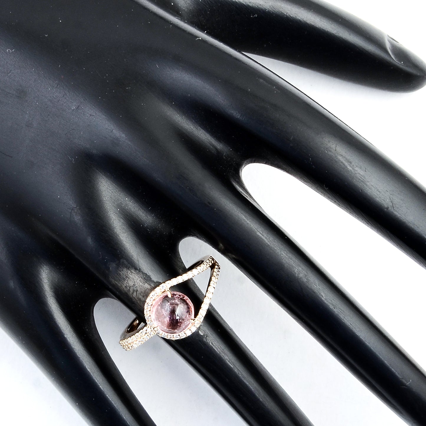 1.55 Ct Round Cabochon Natural Tourmaline 14K Gold Ring