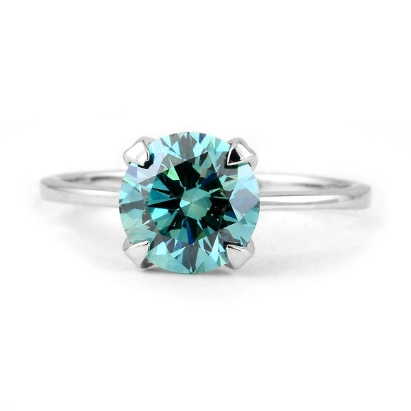 2.10 Carats Blue Lab Grown Diamond 14K Gold Ring
