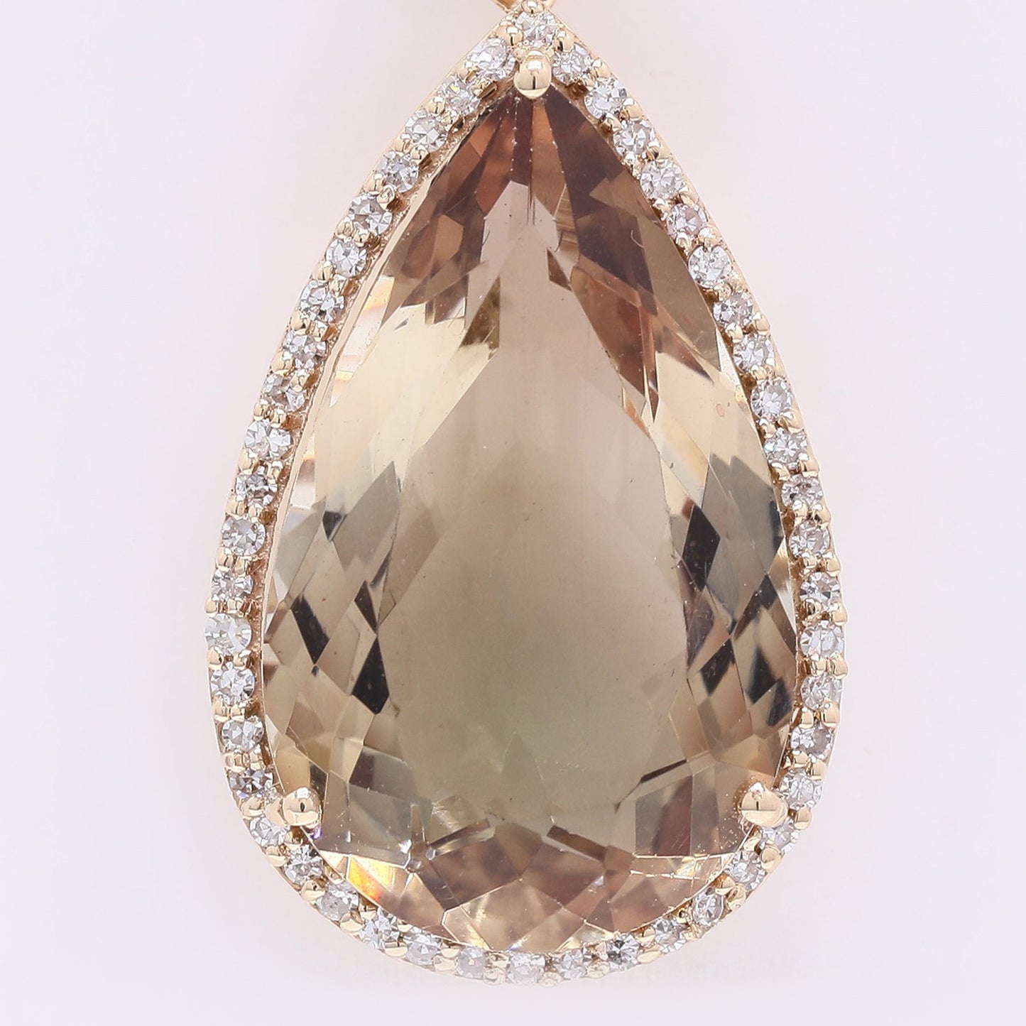 6.33 Ct Pear Mixed Cut Natural Plagioclase Feldspar Sunstone 14K Gold Pendant