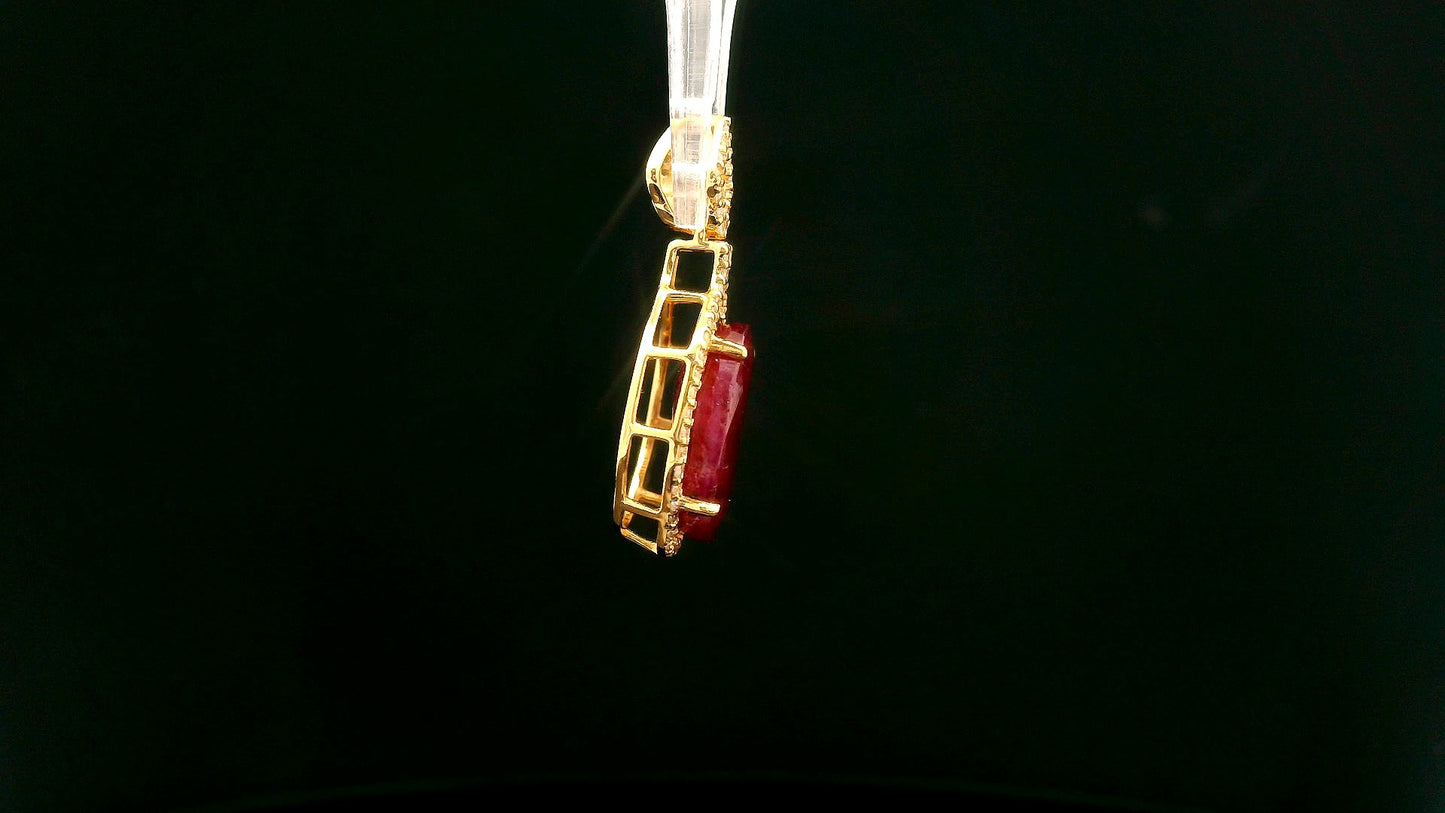 4.62 Ct Oval Ruby 14K Gold Pendant
