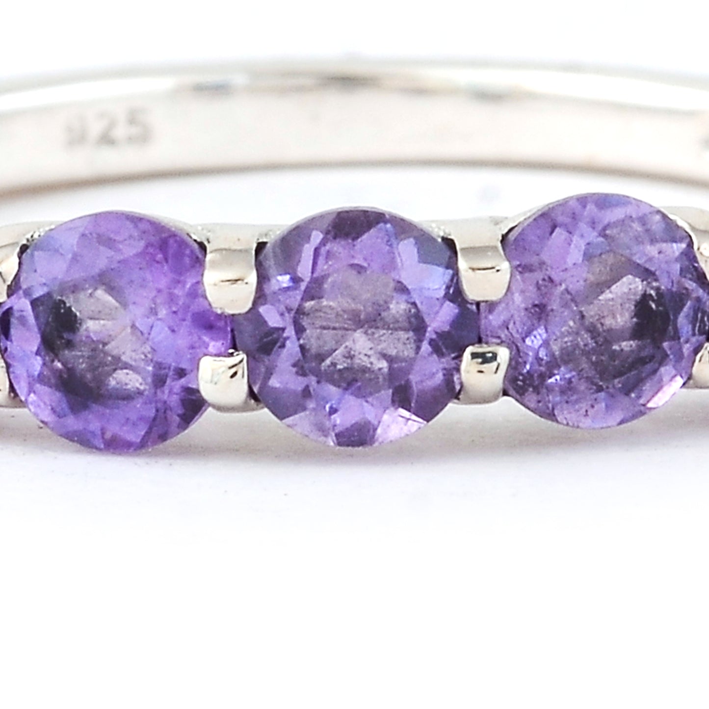 1.44 Ct Round Amethyst, 925 Sterling Silver Ring