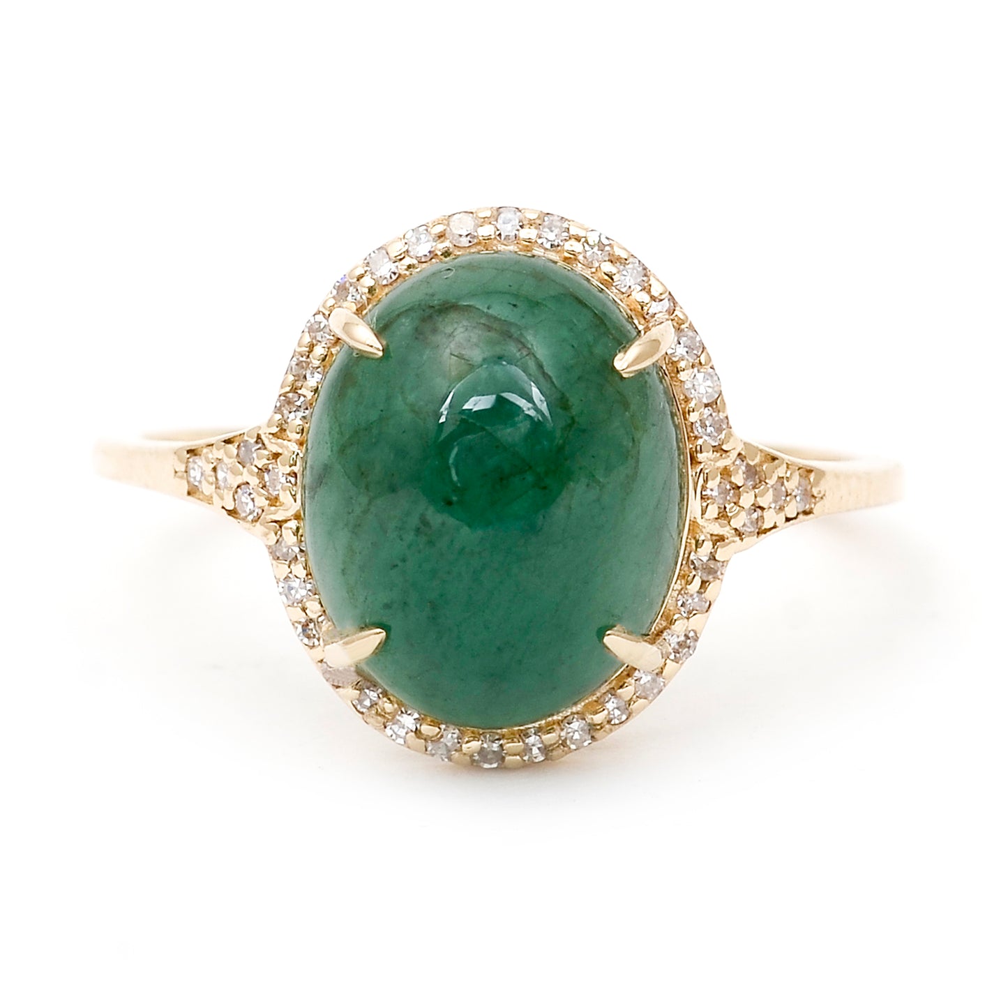 4.36 Ct Oval Natural Emerald 14K Gold Ring