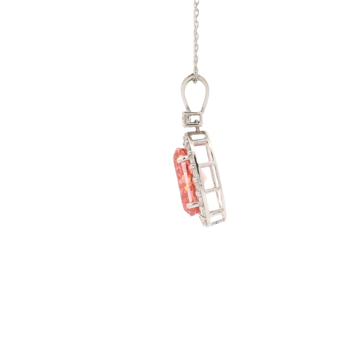 3.59 Carats Pink Lab Grown Diamond 14K Gold Pendant
