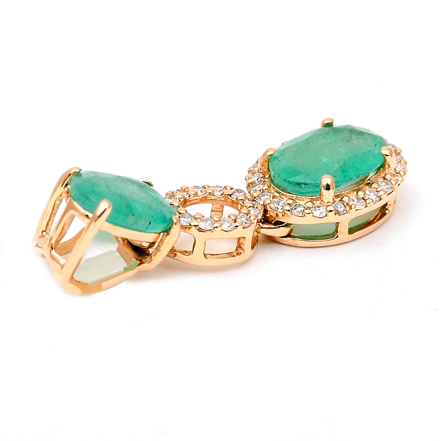 1.10 Ct Oval Mixed Cut Natural Emerald 14K Gold Pendant