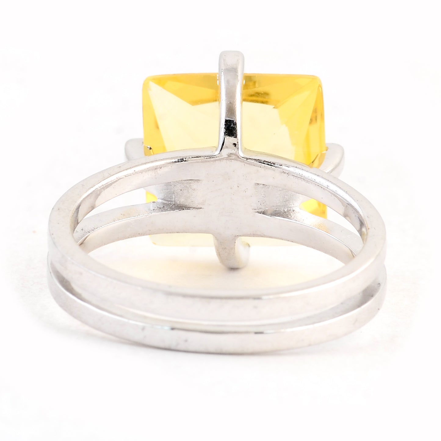 6.51 Ct Created Citrine 925 Sterling Silver Ring