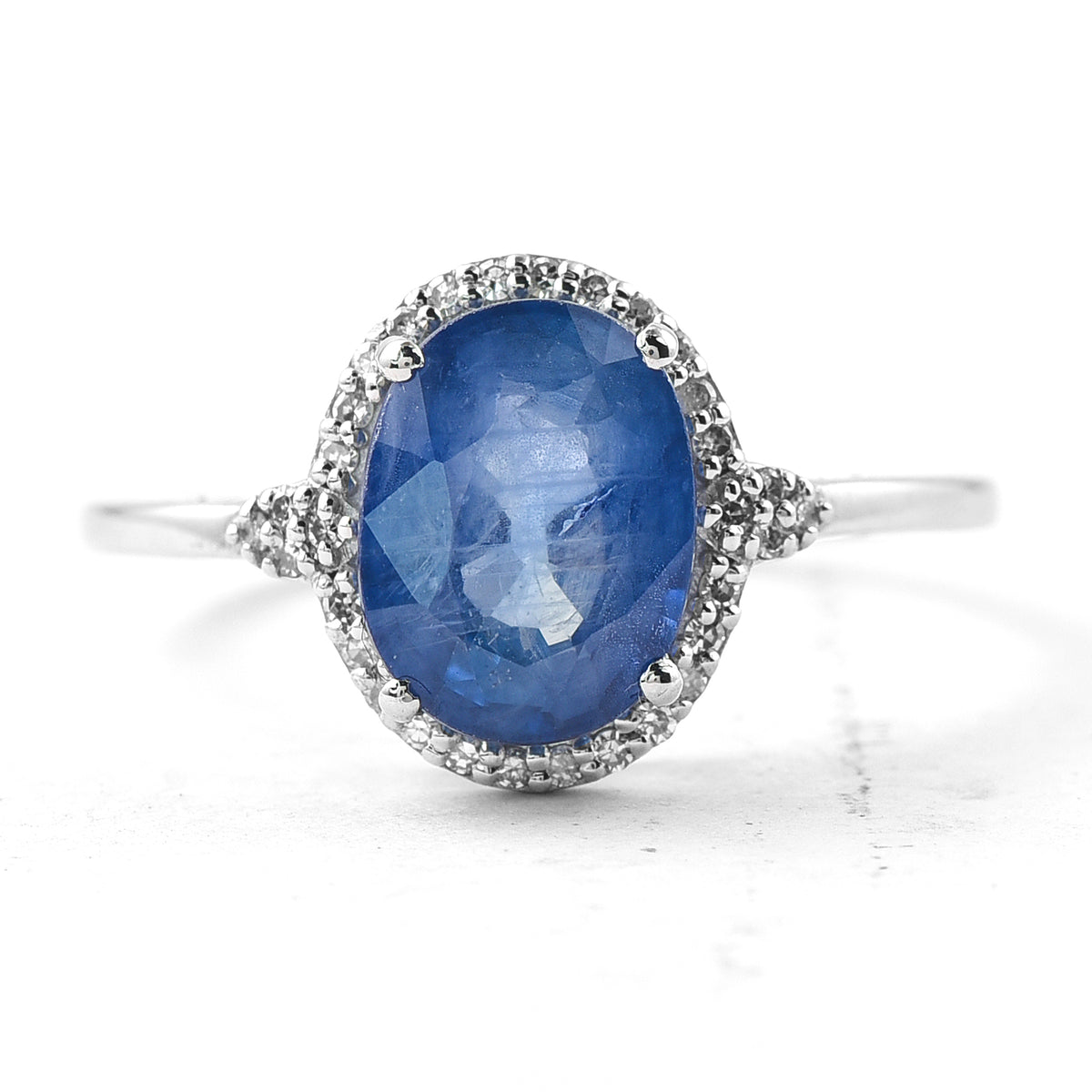 2.65 Ct Oval Mixed Cut Natural Sapphire 950 Platinum Ring