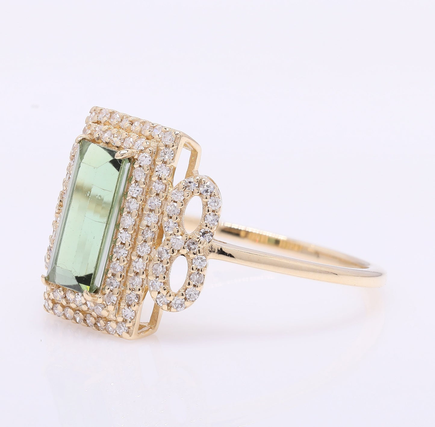 1.39 Ct Octagon Step Cut Natural Tourmaline 14K Gold Ring