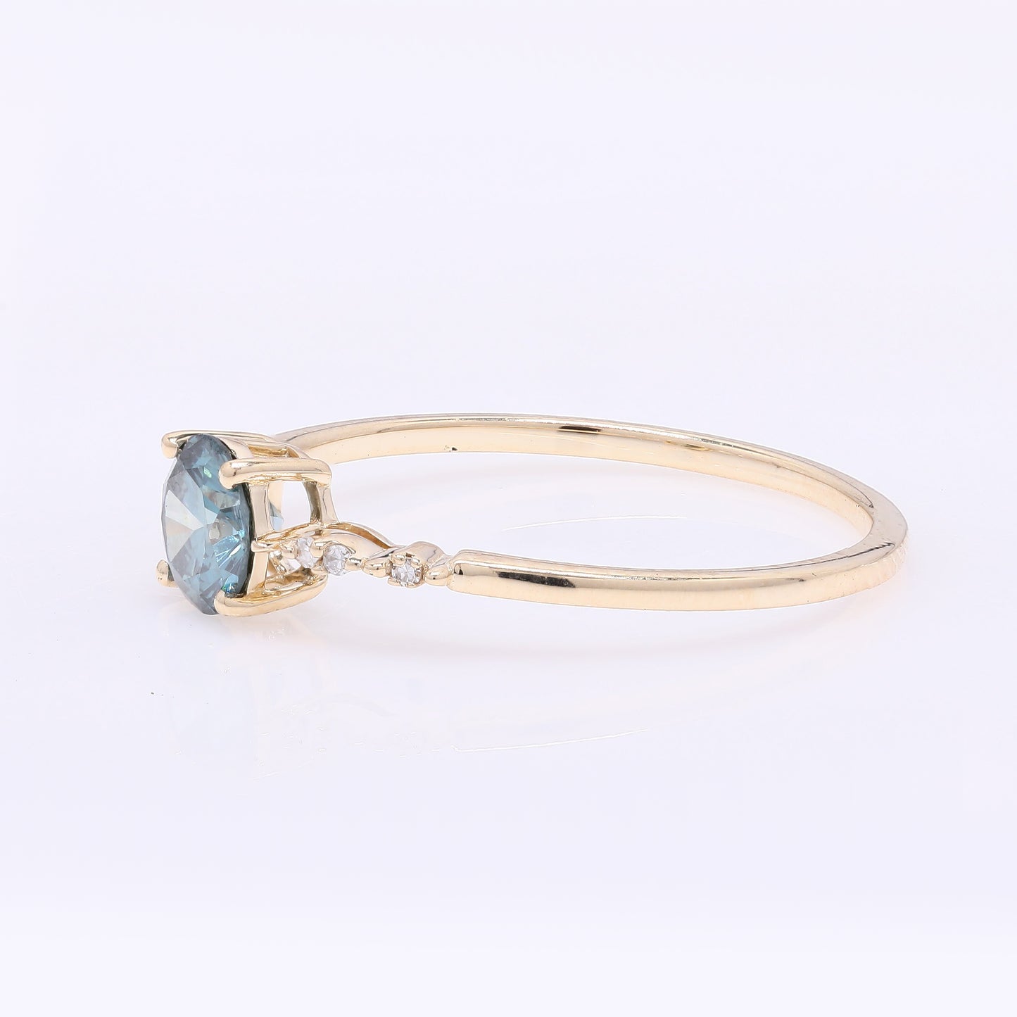 0.52 Ct Round Blue Diamond 14K Gold Ring