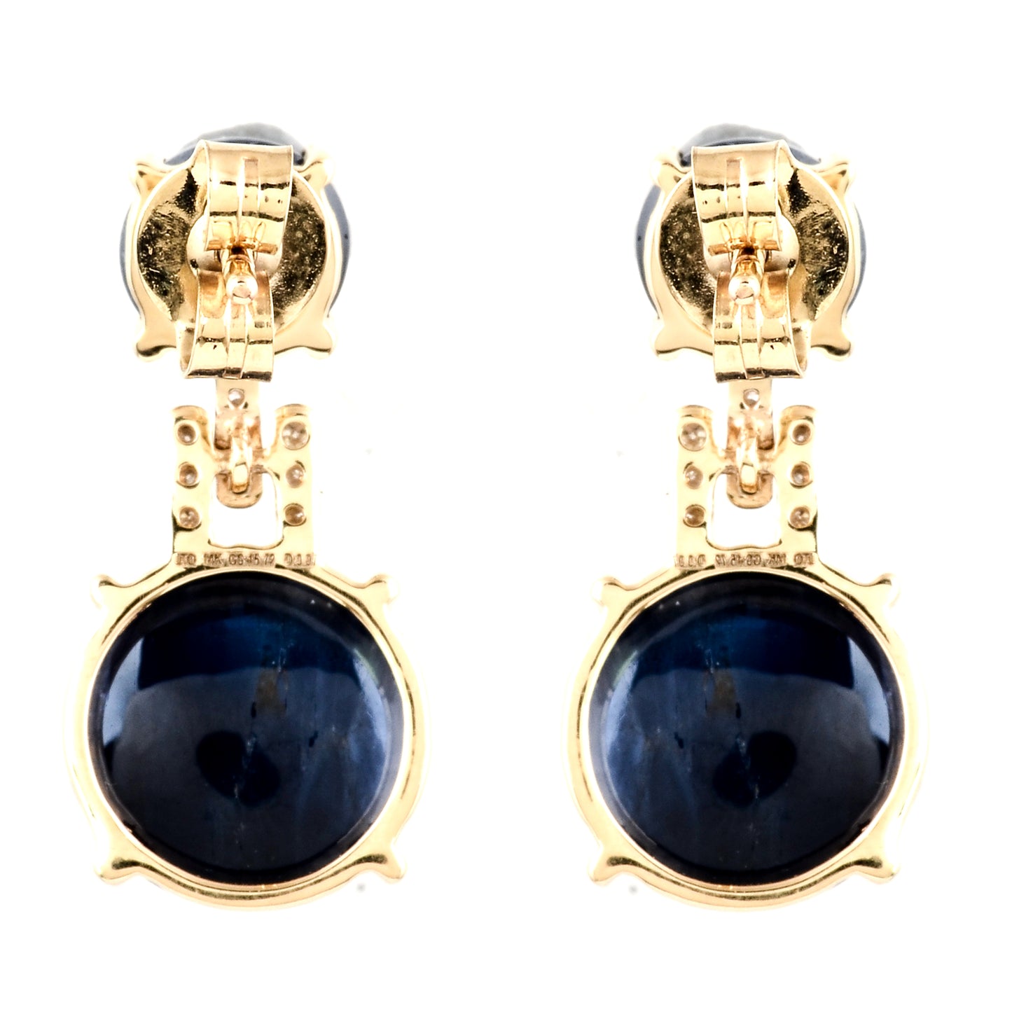 15.79 Carat Round Natural Corundum Sapphire 14K Gold Earrings