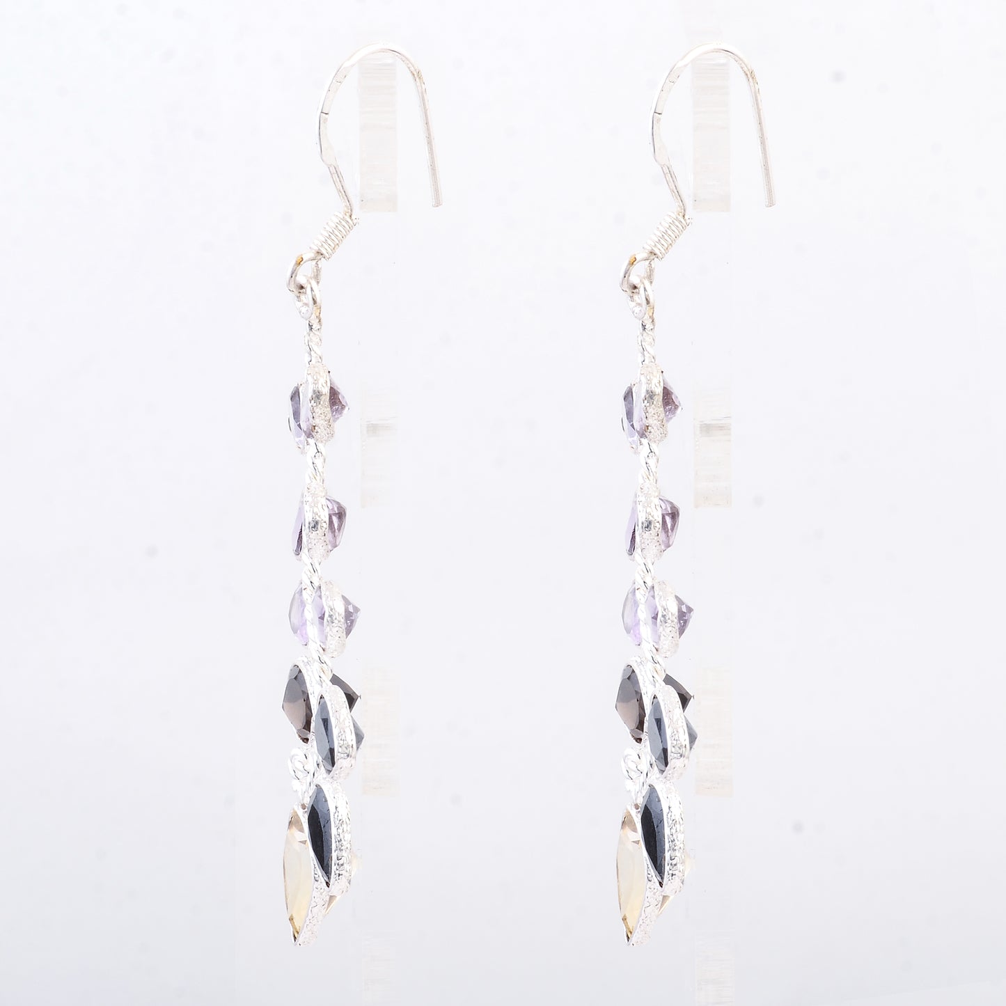 10.18 Ct Citrine, Sapphire 925 Sterling Silver Earrings
