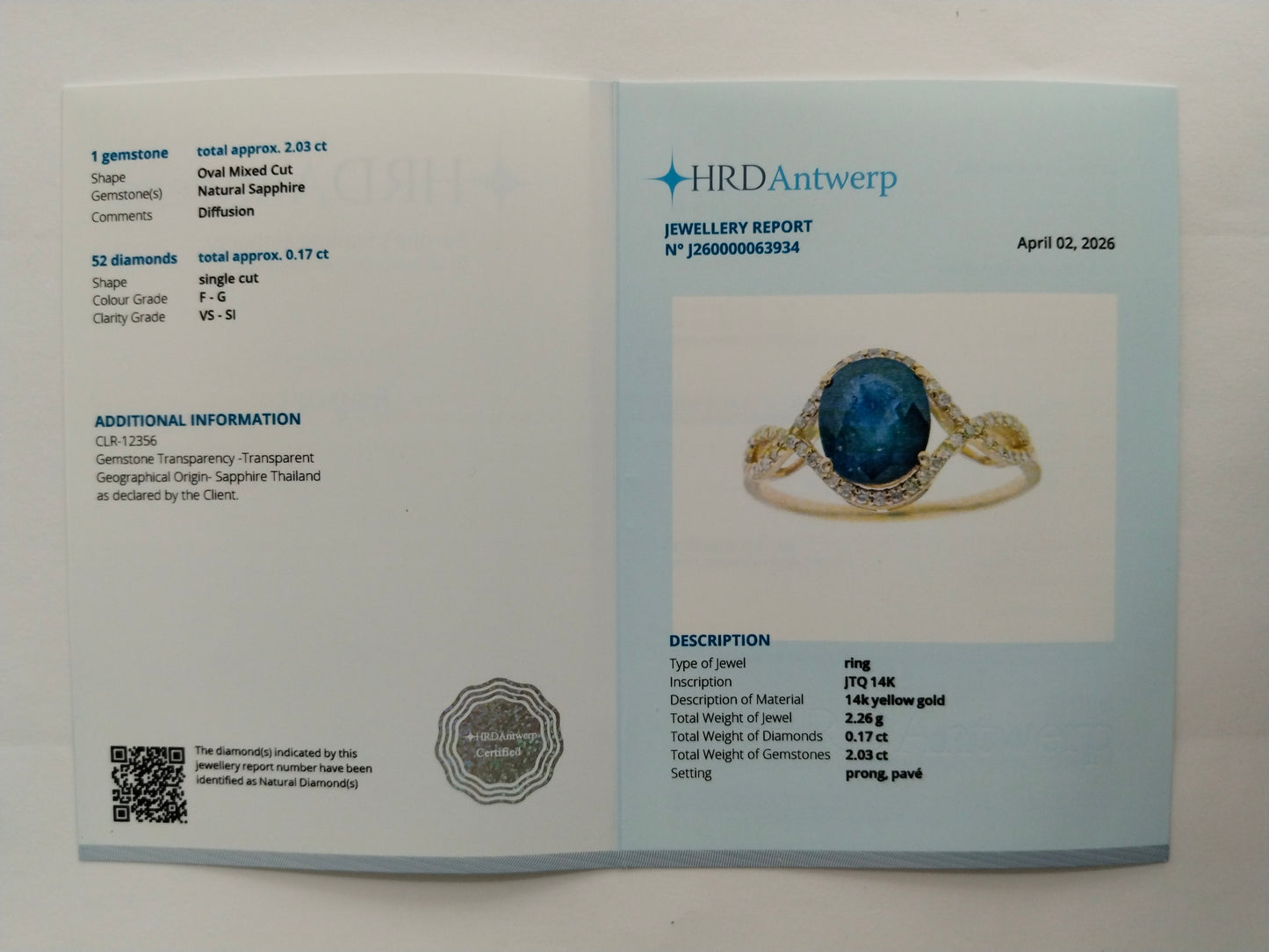2.20 Ct Oval Mixed Cut Natural Sapphire 14K Gold Ring